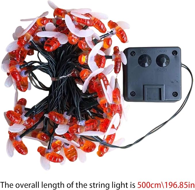 Generic Bee Lights, Solar String Lamp Honey Bee Decor, 16Ft Warm White Waterproof LEDs with Ambient Glow for Garden Patio Yard Wedding Party Outdoor Decorations Use photo 2