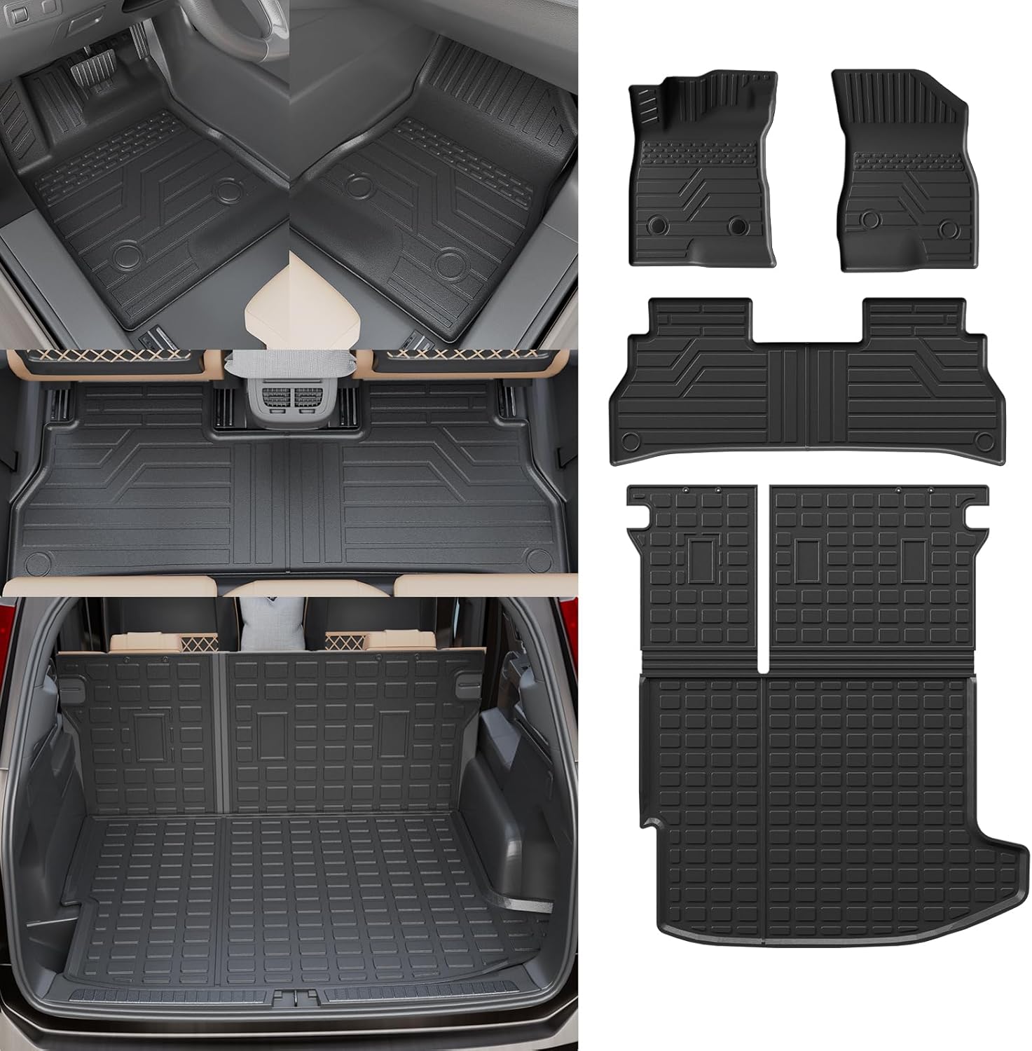 Floor Mats Compatible with 2024 2025 2026 Chevrolet Trax Buick Envista Cargo Mat Trunk Liner Back Seat Cover 2024 Chevy Trax Accessories (Trunk Mat with Backrest Mat+Floor Mats)