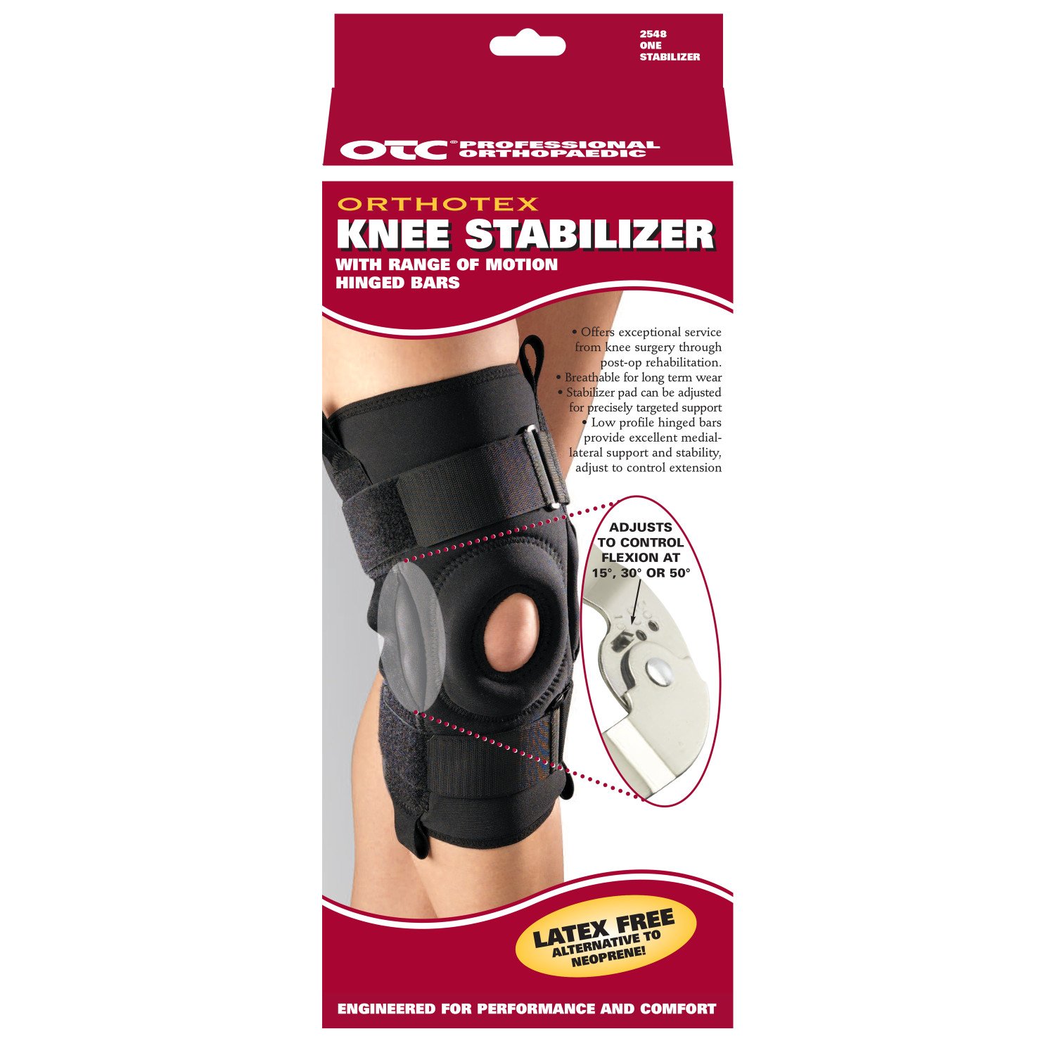 OTC Knee Stabilizer R.O.M. Orthotex Hinged Bars, Black, Large