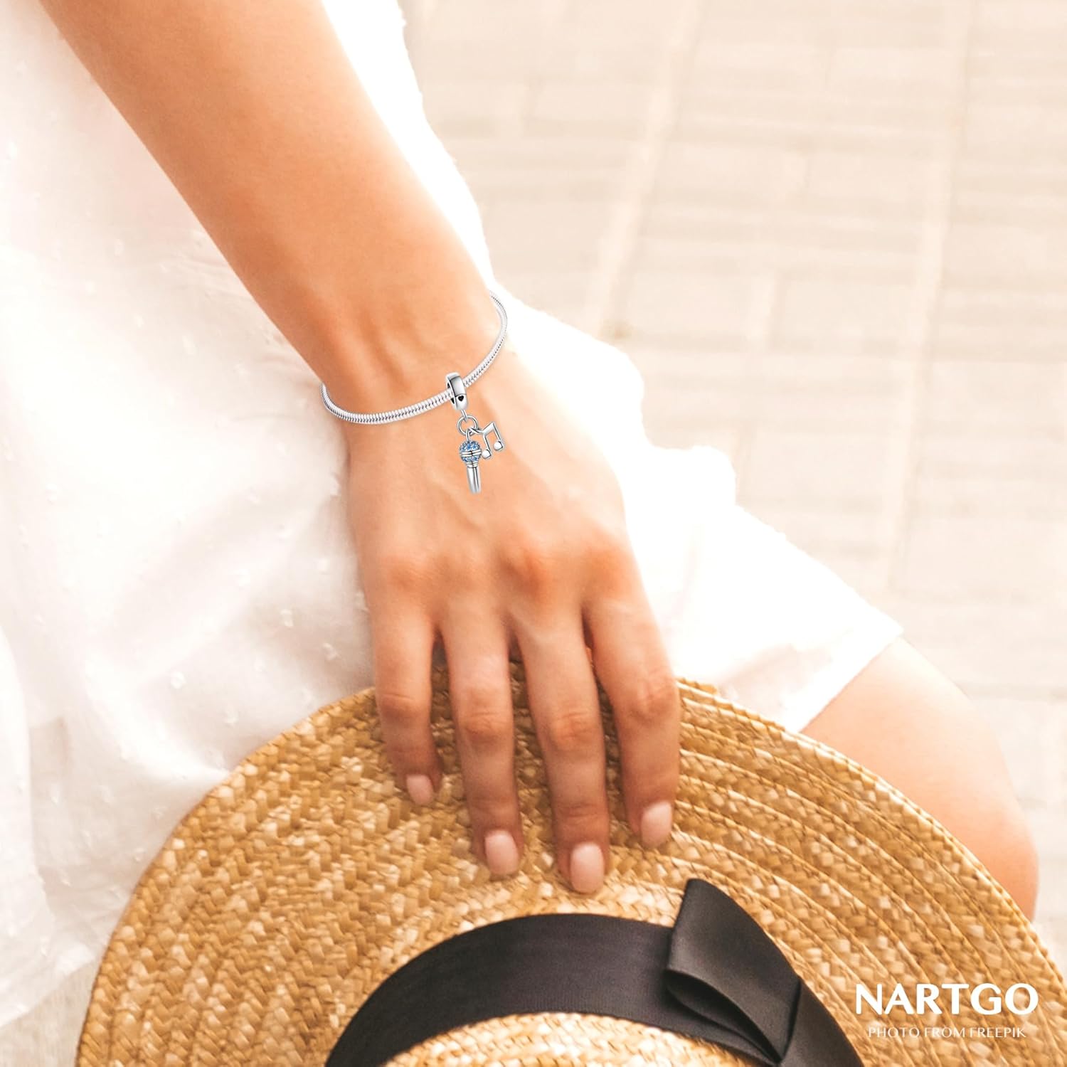 NARTGO Microphone with Music Note Charm for Music-lover Compatible with Pandora Charms Bracelets - Image 7