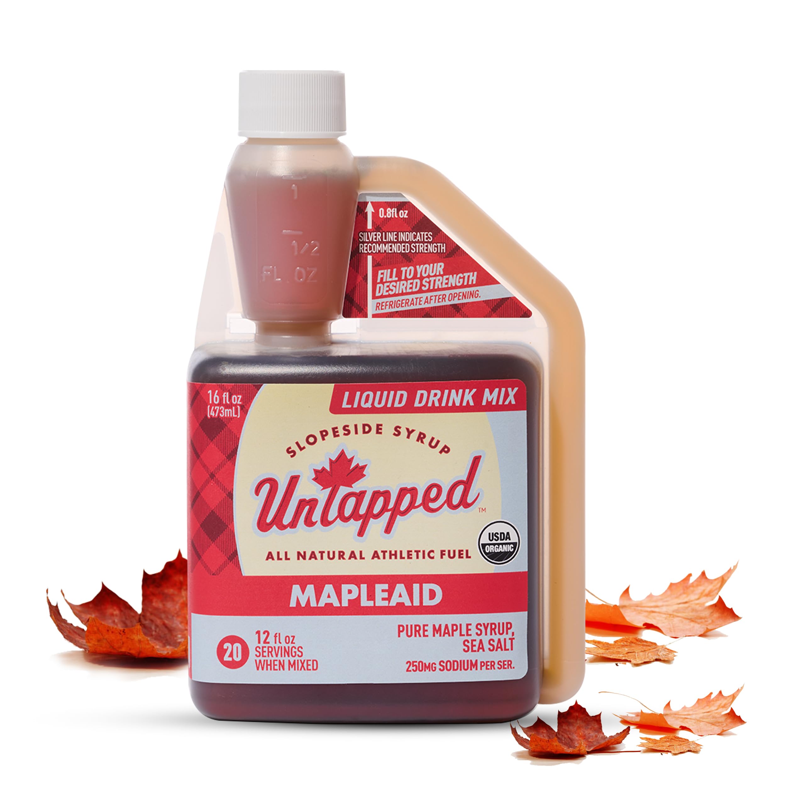 Untapped Mapleaid Bulk Bottle – 20 Servings | Organic Maple Syrup & Sea Salt | Natural Electrolyte Replenishment | Pure, Simple, Delicious | Ideal for Sustained Energy and HydrationUSDA Organic