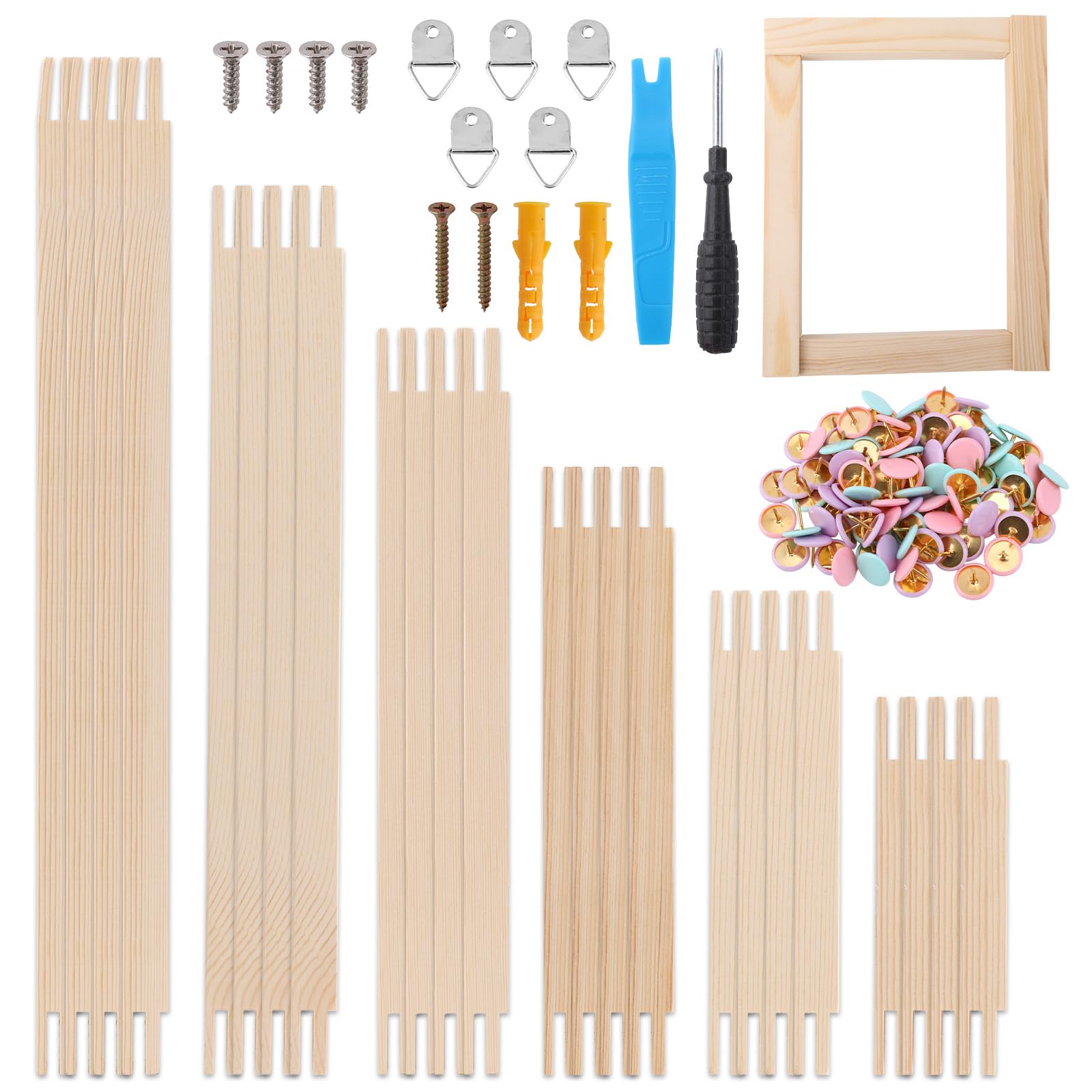 Penitue 24stk Needlepoint Spannrahmen Set, 6 Größen Holz Leinwand Verbindungs-Spannleisten für Handarbeit Stickerei Kreuzstich Rahmen Kit für DIY Bastel Kunst Präsentation Zubehör & Damen Geschenk