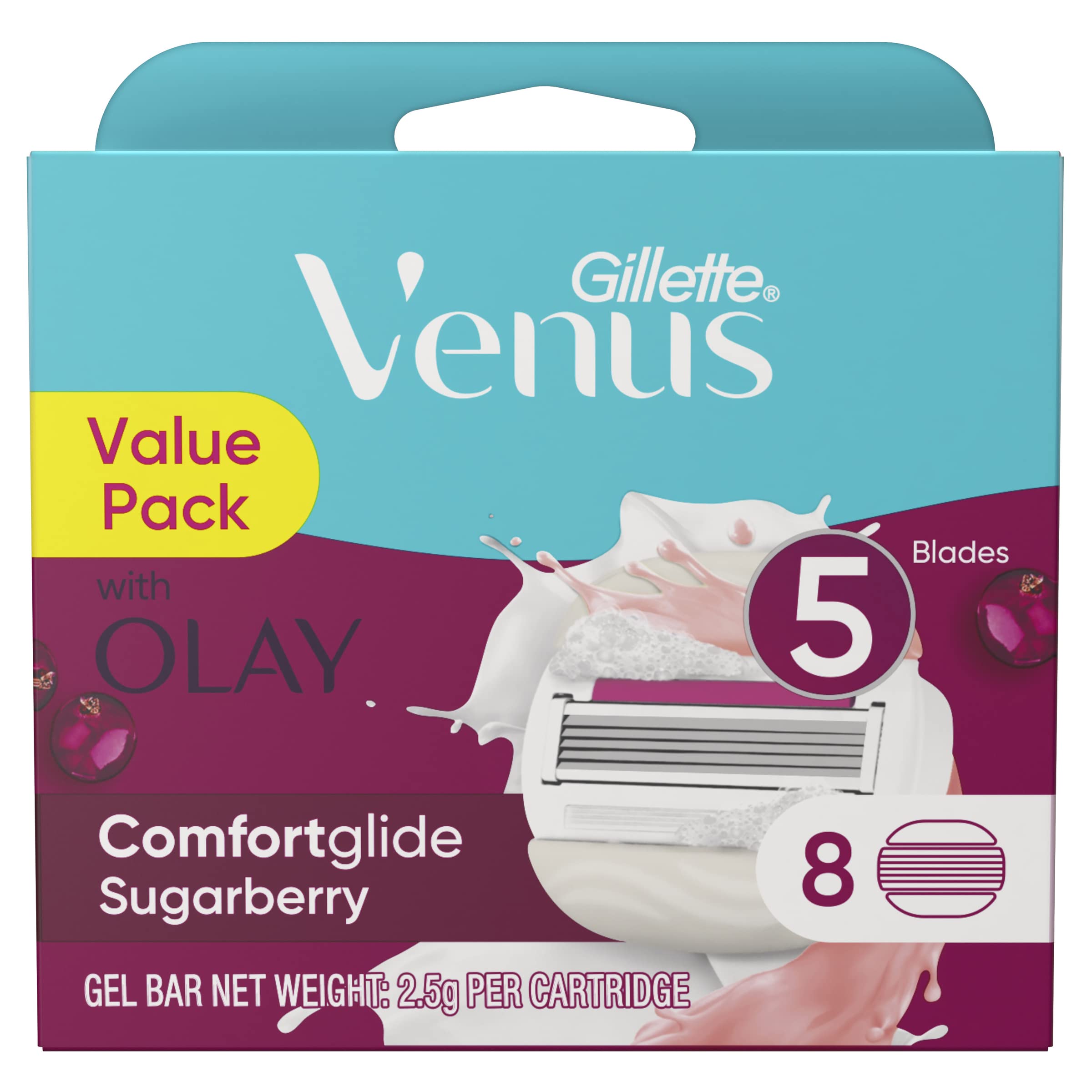 GilletteVenus Comfortglide Sugarberry Razor Refill Blades 8 Count