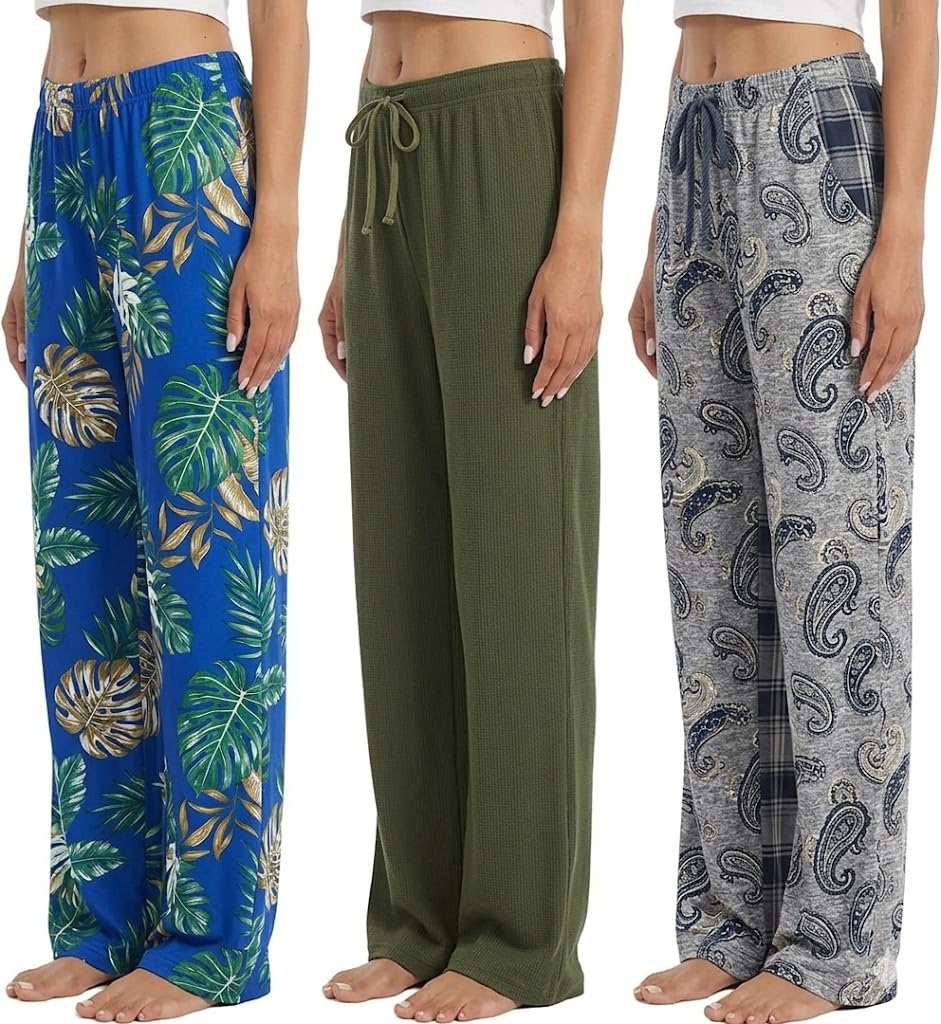 saverigroup Floral Printed Pyjama Night Pants, Relaxed Loungewear, Pack of 3 (Prints and colors may Vary)-picture-18