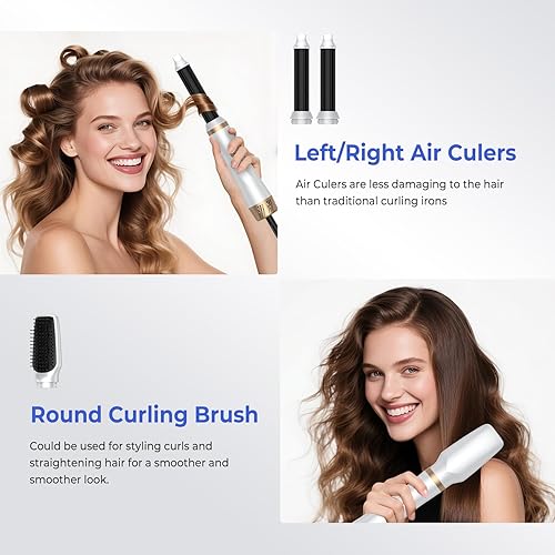 Miniatura 3 de Cepillo secador de pelo 5 en 1, juego de cepillos secadores de pelo con rizador de aire, cepillo de secado iónico negativo, herramienta de pelo