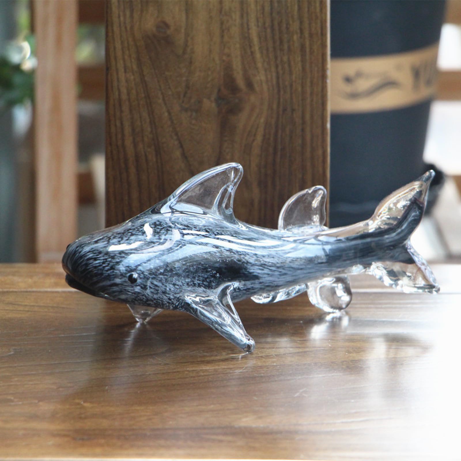 Decrzpb Coloured Glaze Art Shark Glass Figurine Handmade Blown Glass Paperweights Gift For Birthday Home Decor Table Ornament