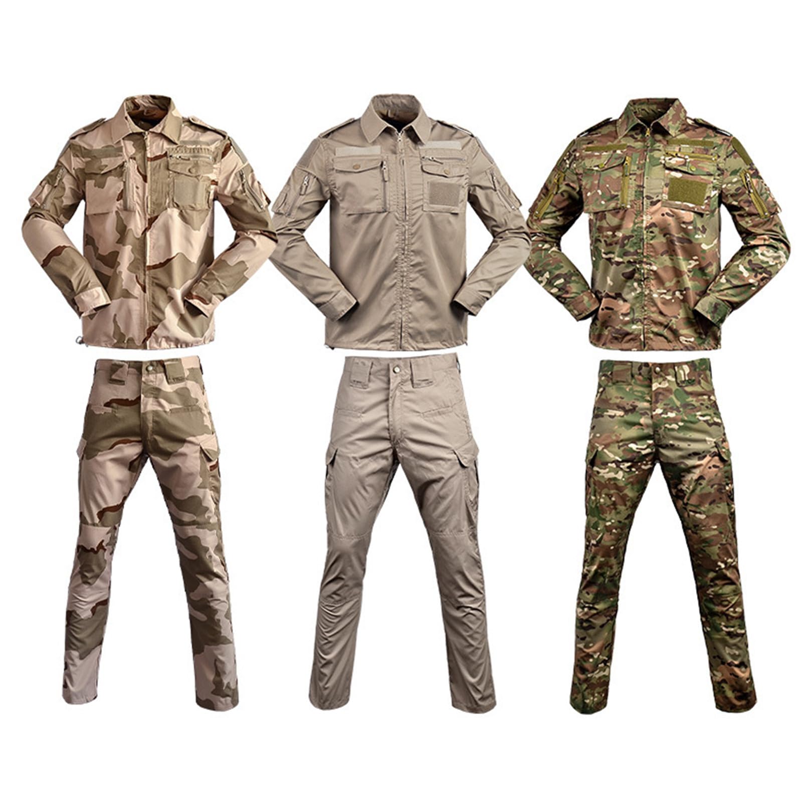 Airsoft Paintball Tactical Suits Hommes Combat de chasse BDU Uniforme Veste Camo Shirt & Pantalon avec ceinture pour tir Jeu de guerre de chasse T-shirt tactique et pantalon Airsoft