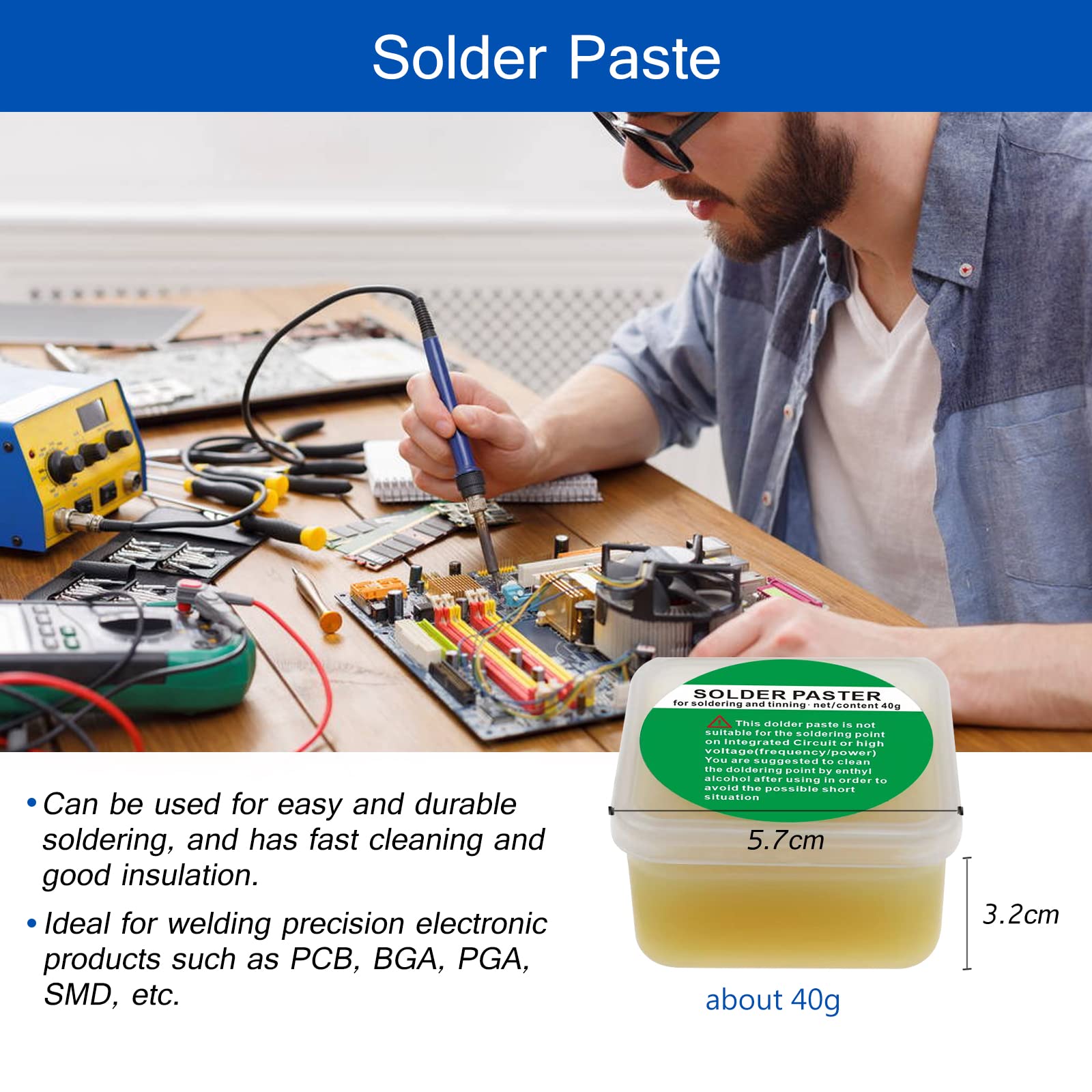 Kit Pulizia Punte Saldatore - 3 Pezzi Con Spugne, Pasta Saldante E Base, Per Elettronica Fai Da Te