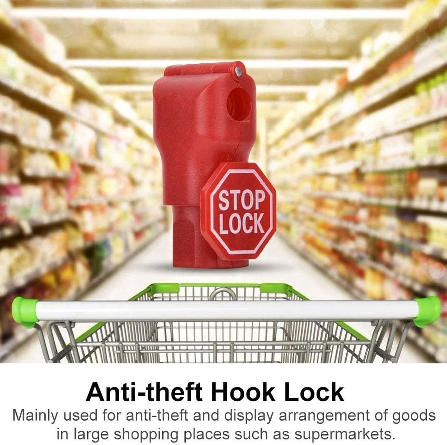 SOLUSTRE 100pcs Anti Theft Peg Hook Locks Security Display Pegboard Lock for Retail Store Fixtures with Red Plastic Head Suitable for Supermarket Merchandise Protection