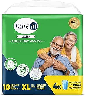 Classic Adult Diaper Pants, Extra Large 100-150 Cm (40"- 59"), 10 Count, Unisex, Leakproof, Elastic Waist, Wetness Indicator