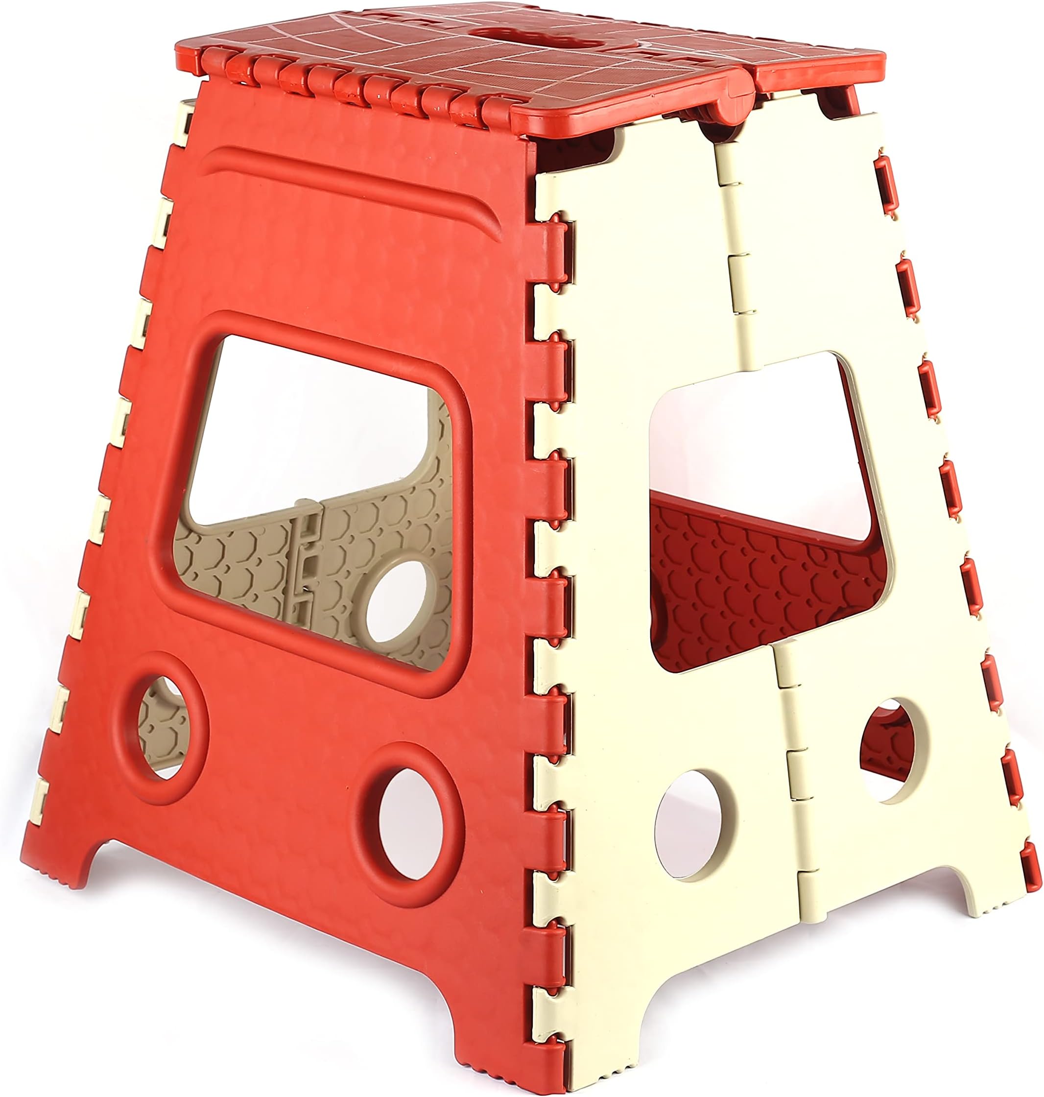 New 18 inch Lightweight Step Stool is Sturdy Enough to Support Adults and Safe Enough for Kids. Opens Easy with One Flip. Great for Kitchen, Bathroom, Bedroom, Kids or Adults. (RED)