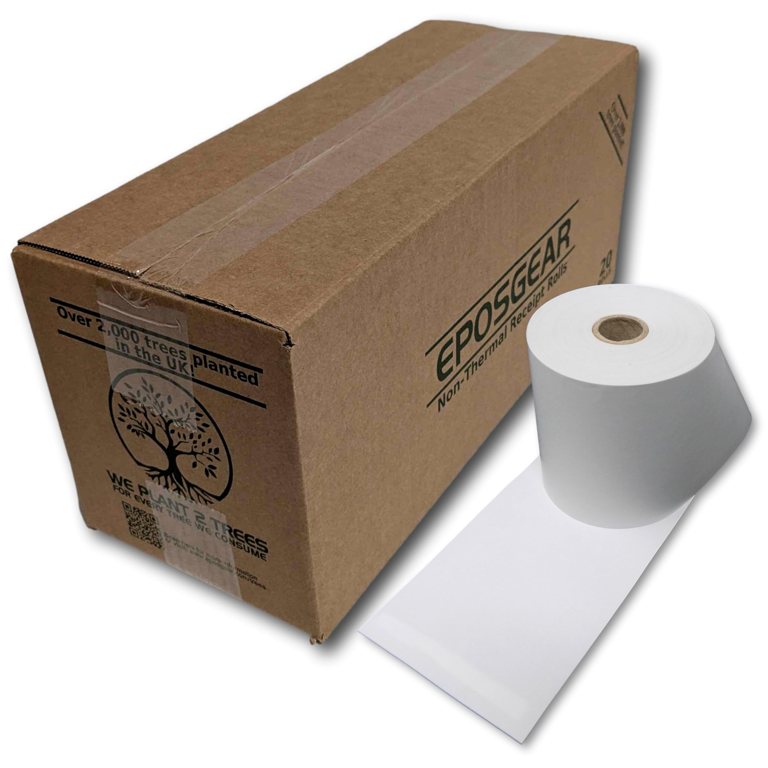 EPOSGEAR® (200 Rolls) 76mm x 76mm 76x76 Single Ply Non-Thermal Paper Till Cash Register Machine Receipt Kitchen Printer Rolls