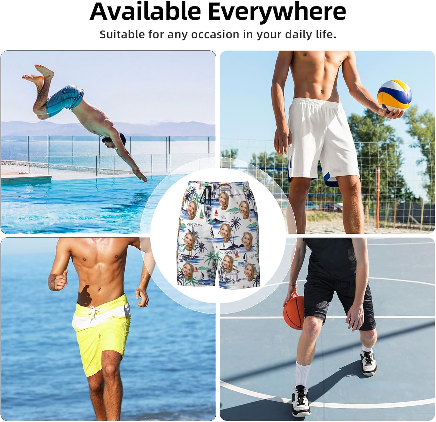 Custom Swim Trunks Men, Men's Beach Shorts, Mens Comfortable Shorts, Funny Mens Swim Trunks, Swimsuits for Men
