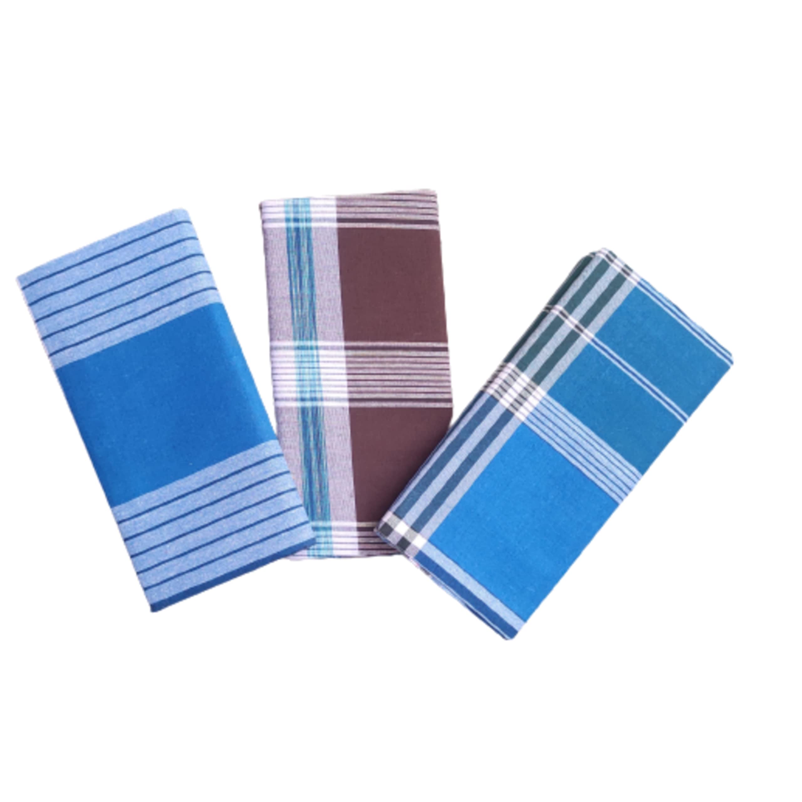 KAKUMANU Men's Cotton Multi Color Lungis for Men 2 Meter (Set of 3, Multi Colour) Checks Colours-picture-41