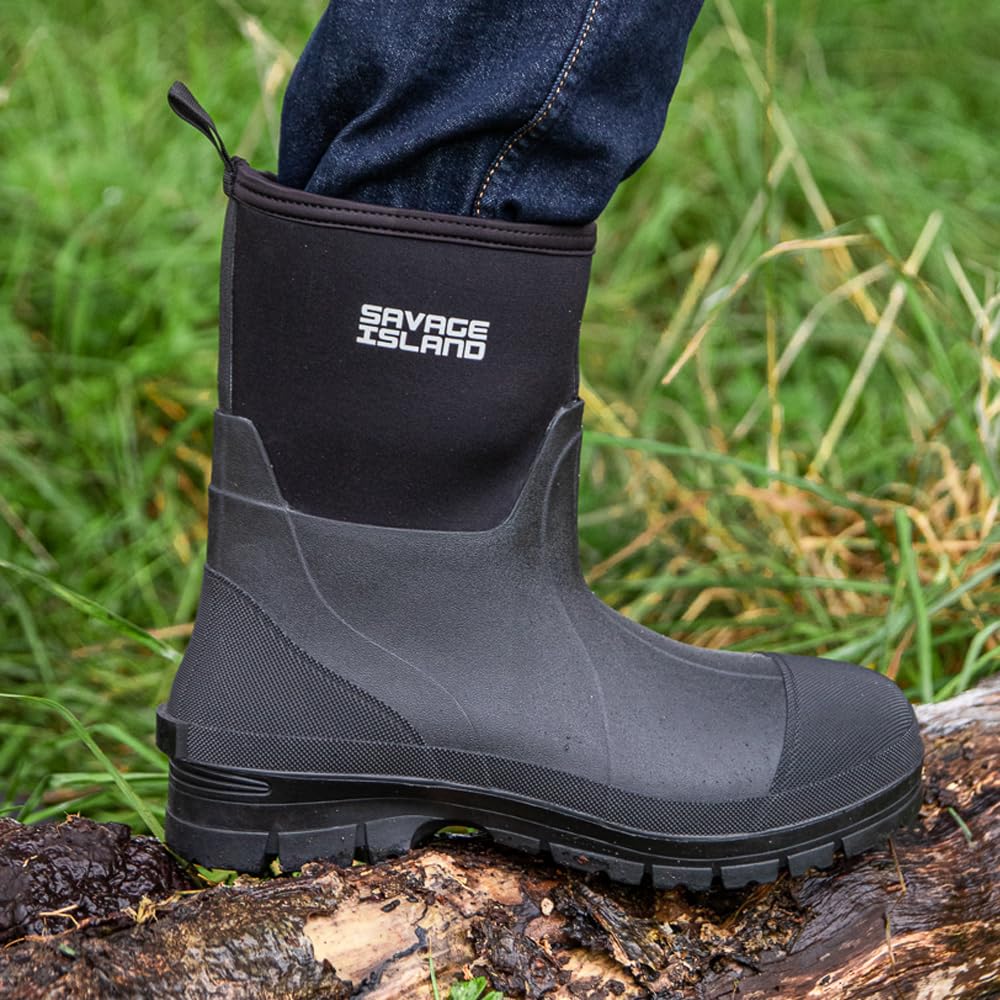 Savage Island Arran Bottes de Pluie Courtes en Néoprène pour Homme – Isolantes et Chaudes, Noir et Vert
