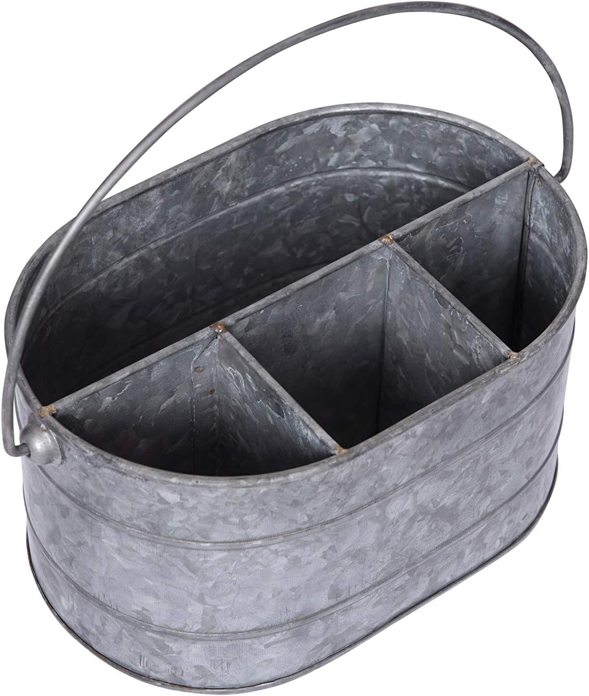 Creative Co-Op Metal Bucket with 4 Compartments and Handle