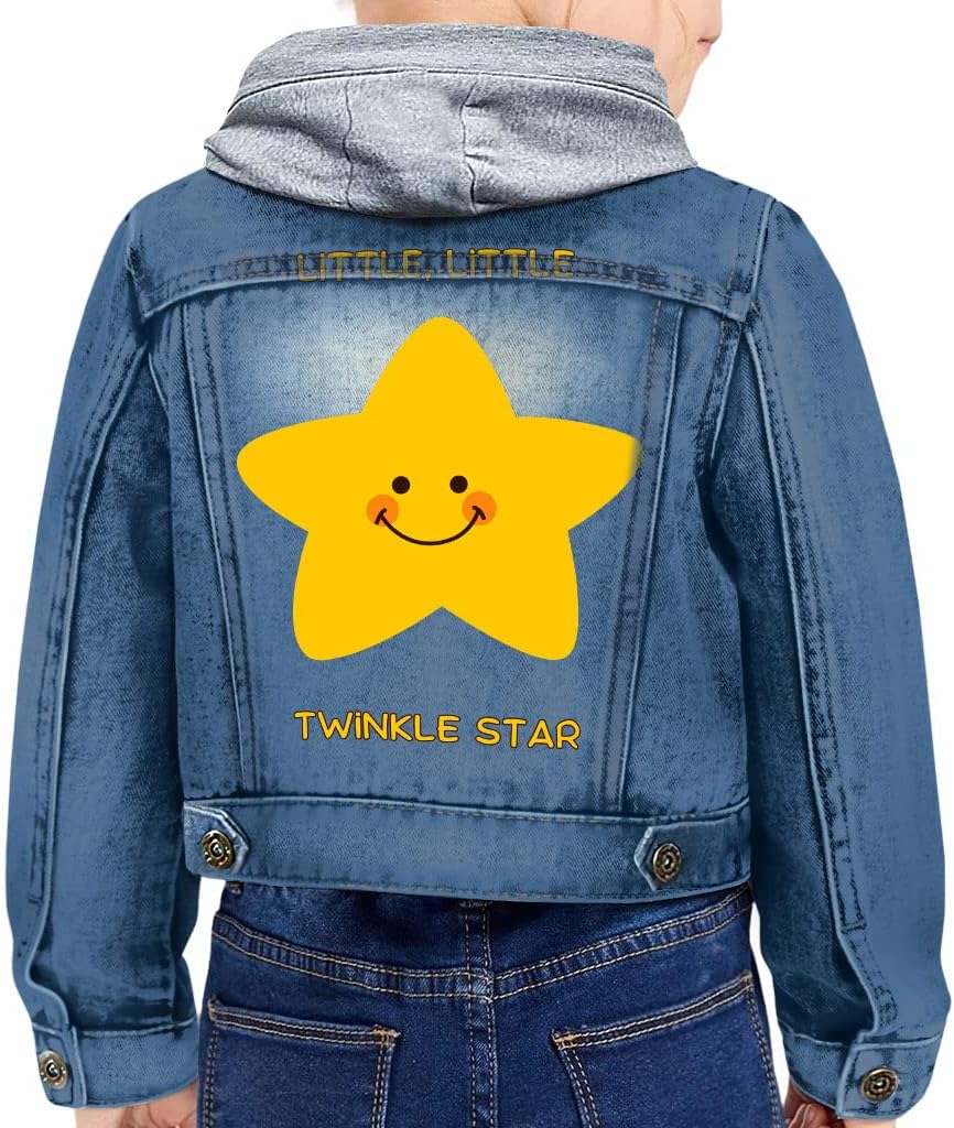 Twinkle Star Toddler Hooded Denim Jacket - Cartoon Jean Jacket - Star Denim Jacket for Kids