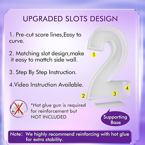 Miniatura 3 de Marco de números iluminados de 3 pies precortados, números de marquesina gigante 2, números de mosaico para globos, dos decoraciones de cumpleaños