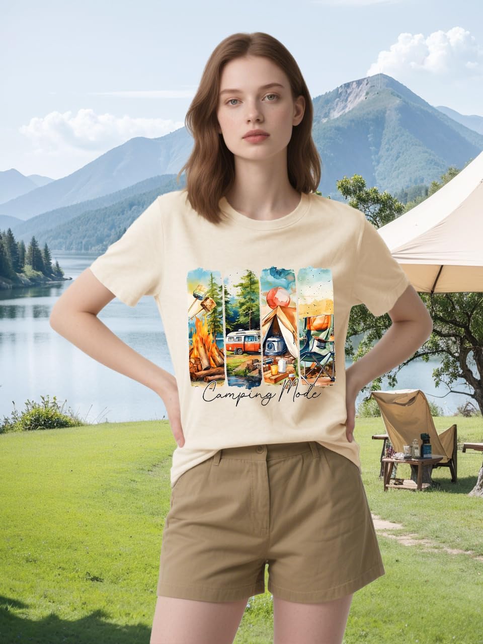 Hiking Shirts Women Vintage Camp Tshirt Funny Nature Outdoor Adventure Camping Graphic T Shirt Short Sleeve Tops - Image 3
