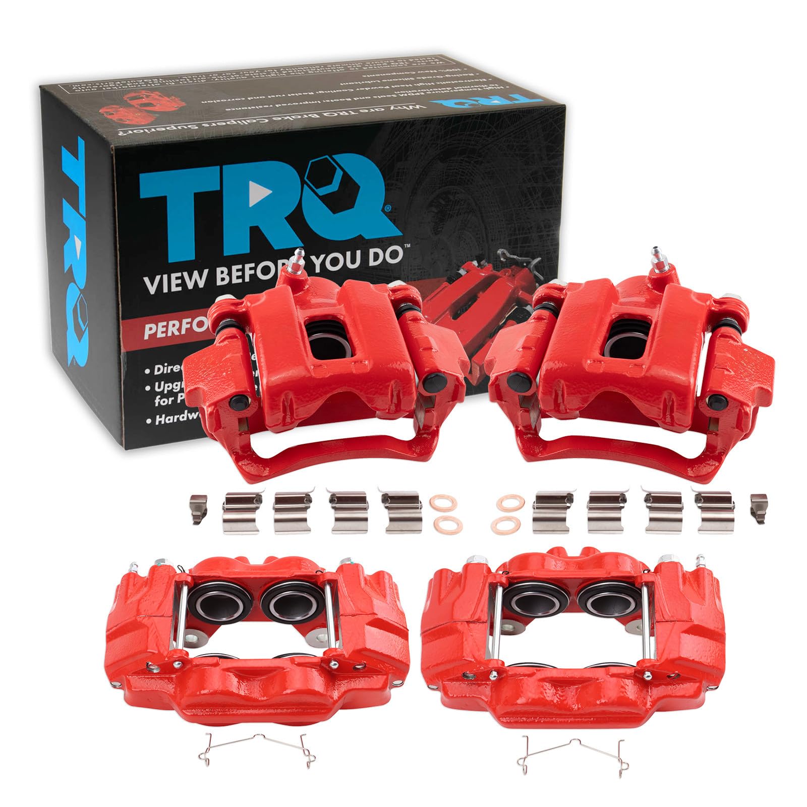 TRQ Performance Front and Rear Brake Caliper Set Coated Brackets