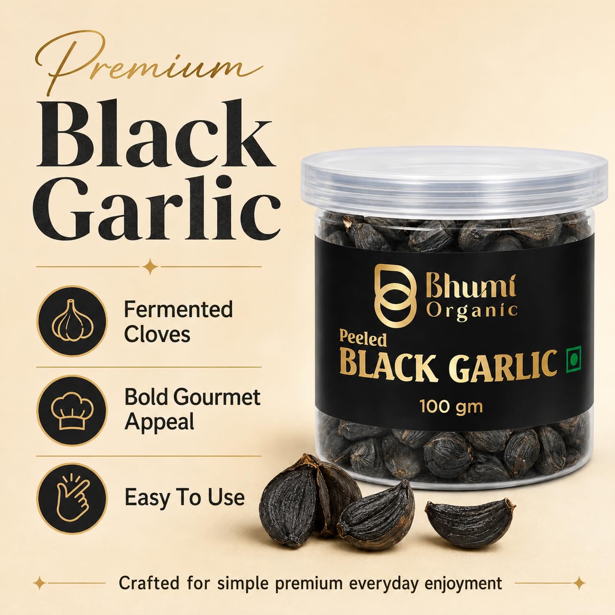 Bhumi Organic Ready to Eat Peeled Natural Fresh Black Garlic Cloves 100 gm — Amazon image 9