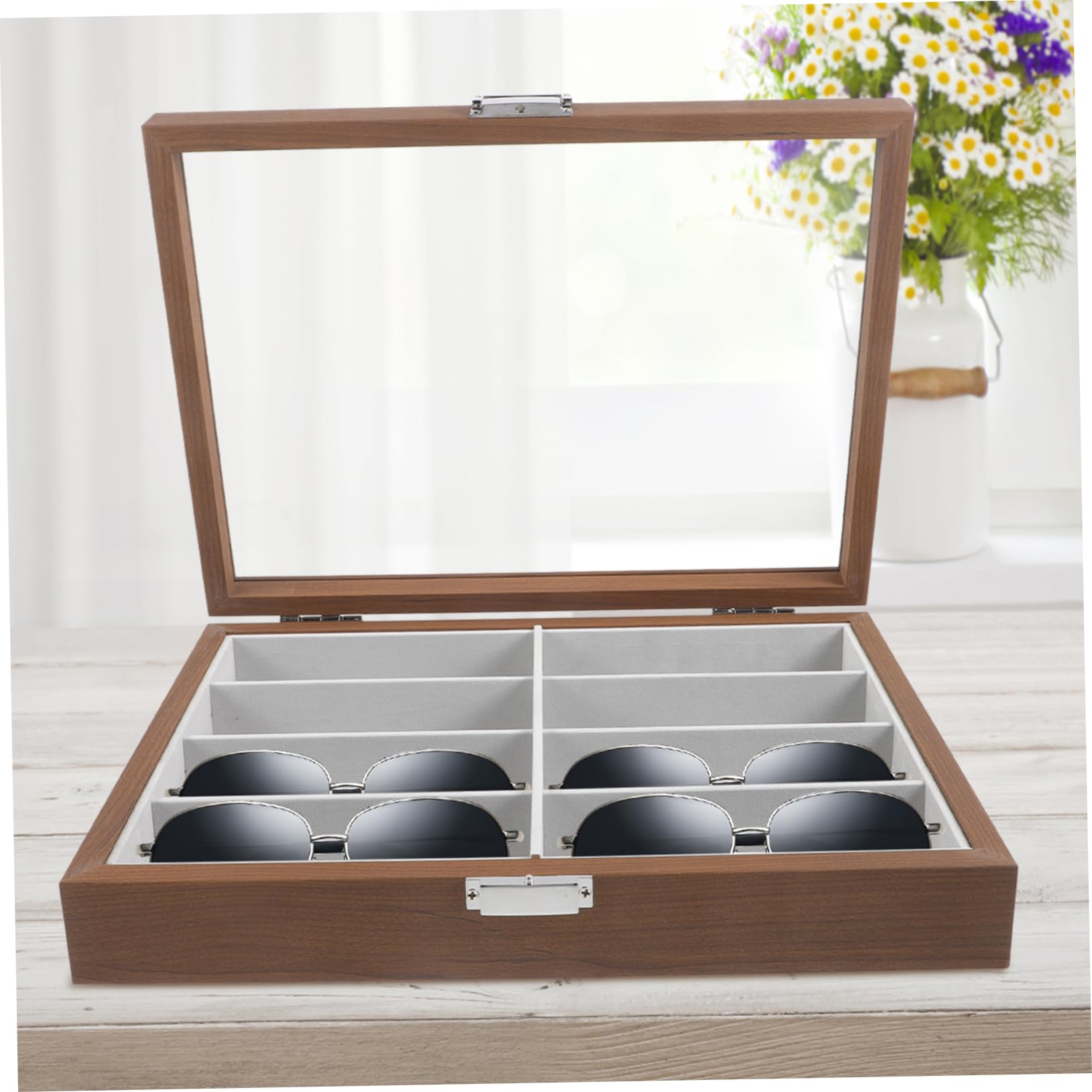 VALICLUD Caja De Gafas Organizador De Gafas De Sol 8 Piezas Madera Protectora Elegante