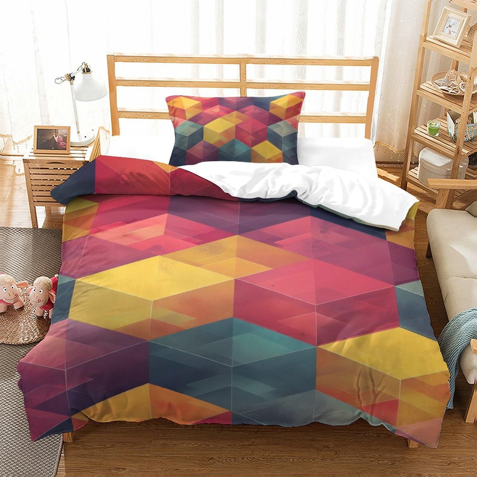 Parure de lit microfibre super douce et respirante avec housse de couette 3D