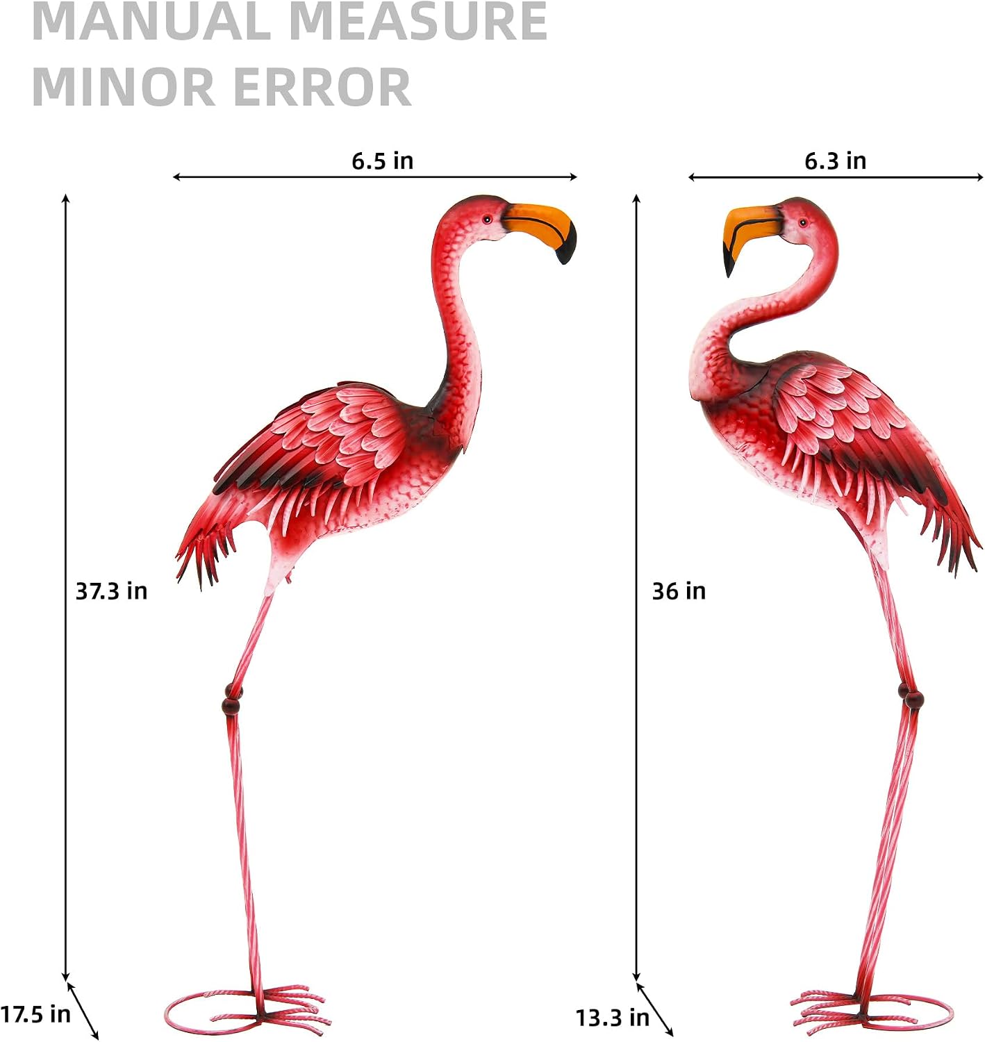 Extra-Large Flamingo Statue, 37.2" Handmade Metal Flamingo Yard Decor with Ground Stakes, Unique Outdoor Lawn Ornaments for Garden Patio, Vintage Pink Sculpture Gift for Housewarming Party