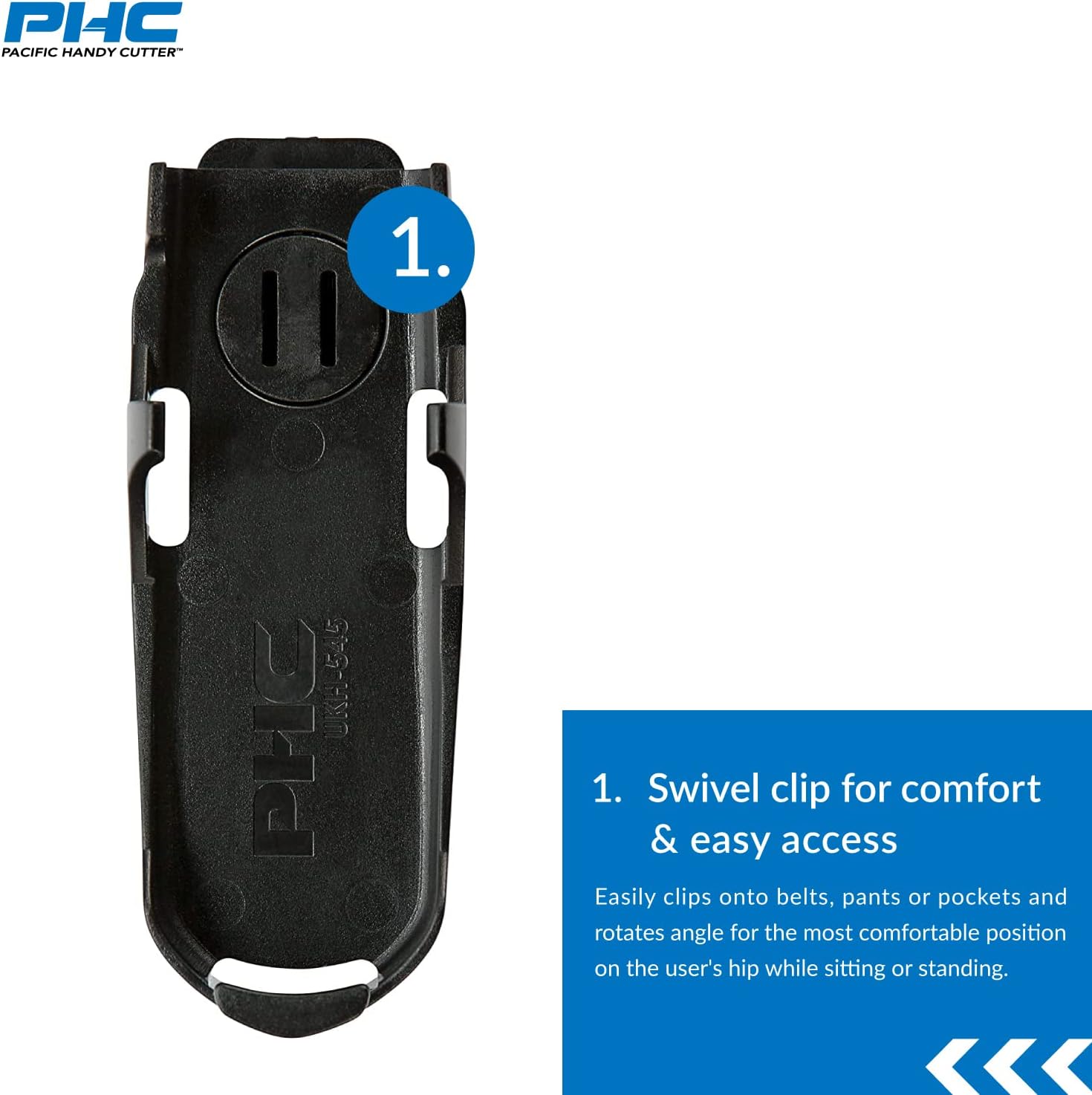 Pacific Handy Cutter UKH545 (New A41008-7) Plastic Swivel Holster For S7, Clips on Belts, Pants and Pockets, Safety Holster for Box Cutters and Utility Knives
