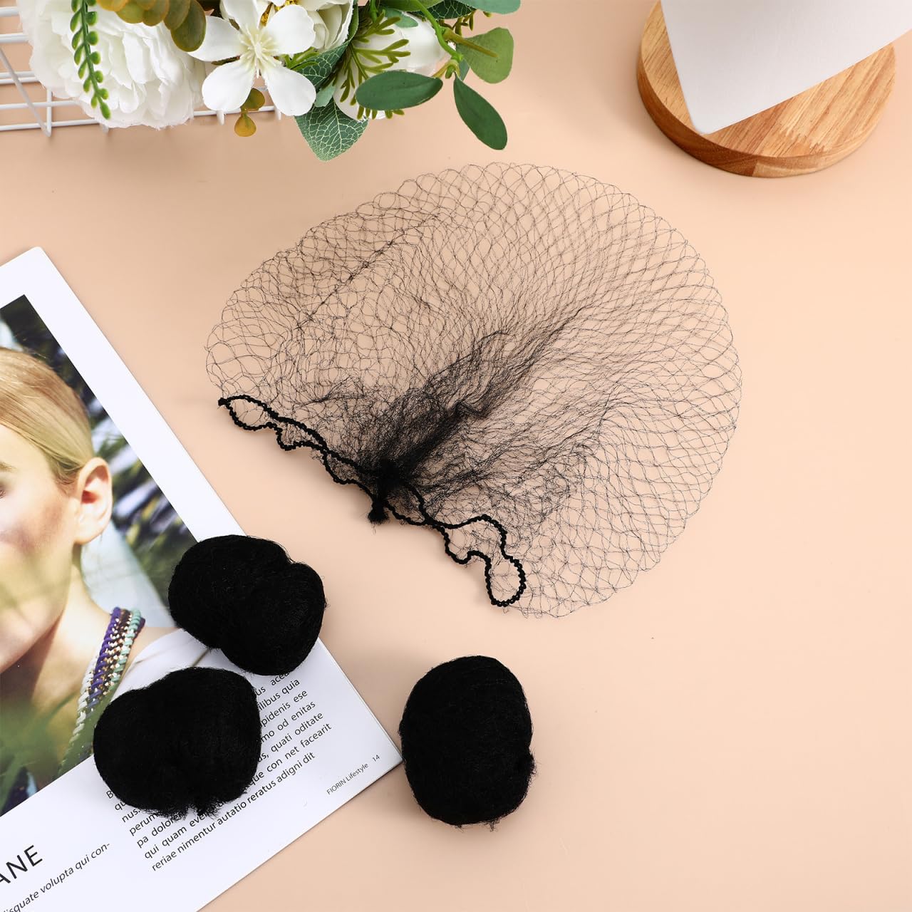 Lot de 100 Filets à Cheveux Invisibles Élastiques Noir 50Cm pour Cheveux Longs Confortables et Pratiques pour Chignon Cuisine et Industrie Alimentaire