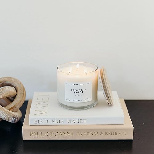 Miniatura 8 de Calyan Wax Co. Oakmoss & Amber - Vela perfumada de 3 mechas 43 horas de combustión Velas de soja de lujo de 3 mechas Velas de cera de soja no