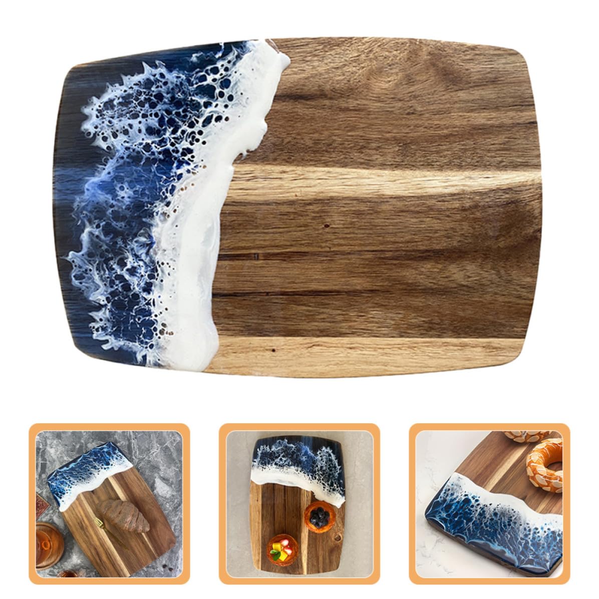 BESTOYARD Tagliere in Legno e Resina Spiccato per Carne Frutta e Verdura Resistente alle Fessure Design Irregolare Adatto per Cucina Domestica e Appassionati di Cucina