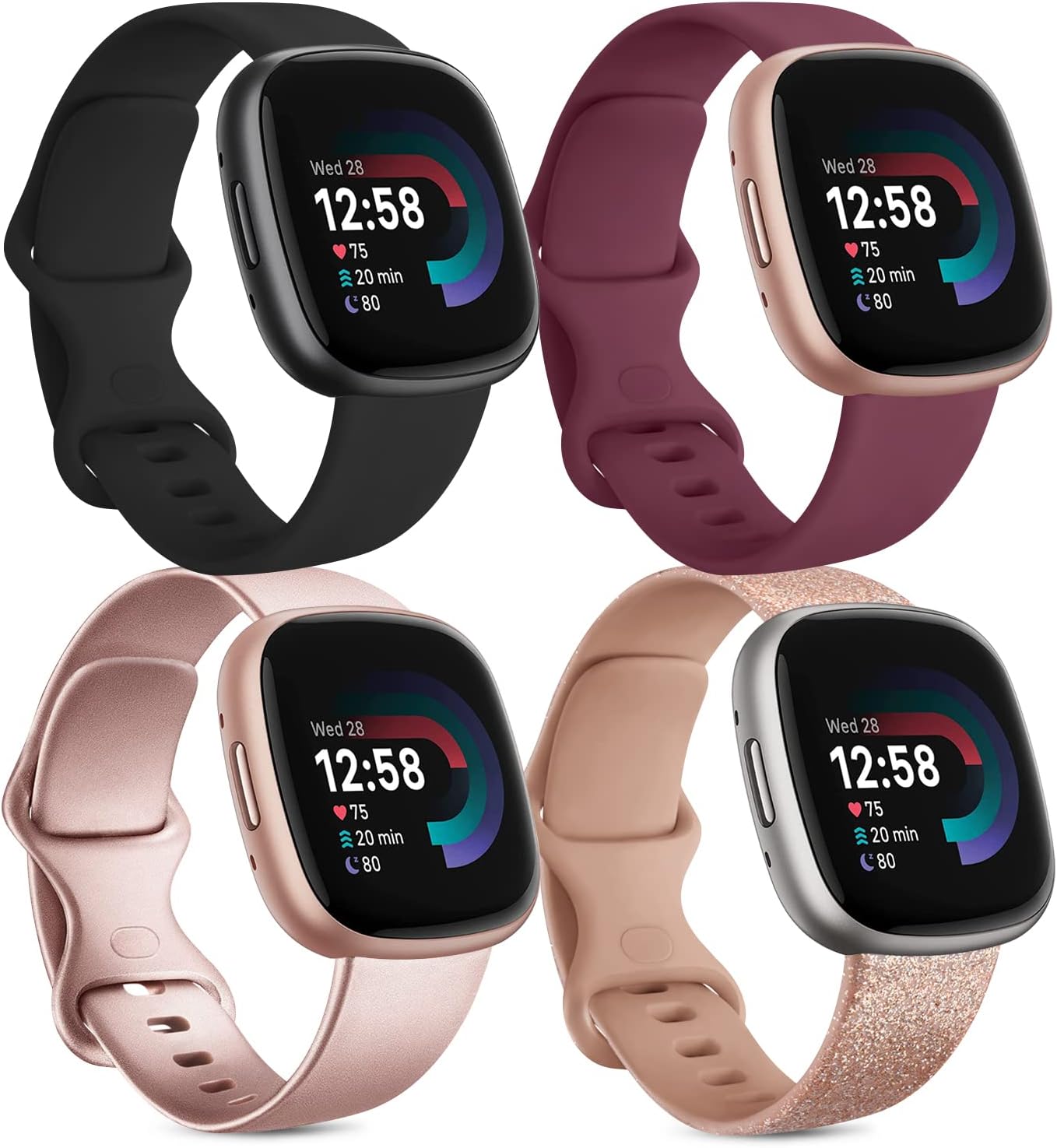 Silikon Armband Für Fitbit Versa 3/4 & Sense 2/Sense - Ersatzband Weich & Atmungsaktiv | Verschiedene Farben
