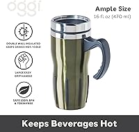 Vista 33 de Oggi Multigrip Stainless Steel Thermal Travel Mug - 16oz, with slide open lid for hot and cold beverages.