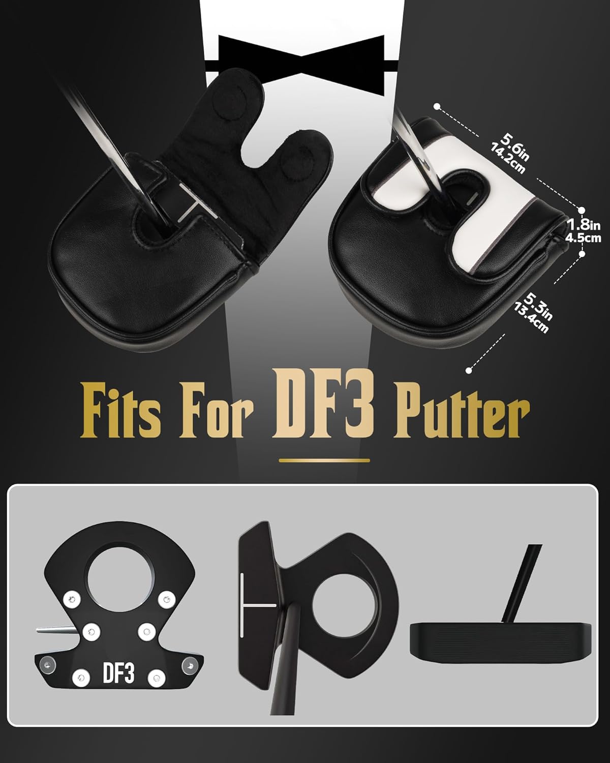 The Golf Father Funny Golf Club Covers, Driver Fairway Wood Hybrid Headcover, Mallet Putter Covers Blade Headcovers Putter Cover Magnetic, Black and White Color Iron Covers for Most Brands