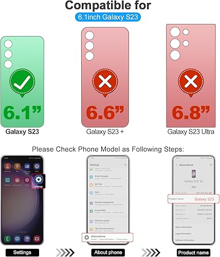 Miniatura 6 de Funda tipo cartera para Samsung Galaxy S23, 6.1 pulgadas, magnética, desmontable, con tarjeteros, funda de piel, carga inalámbrica, bloqueo RFID,