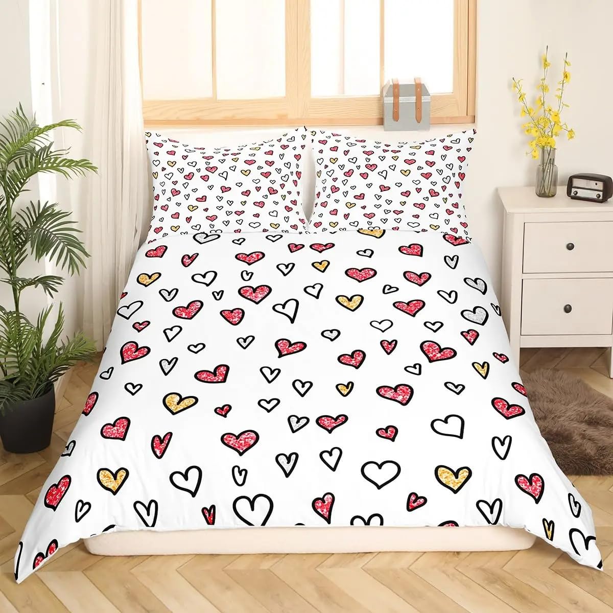 Parure de lit 140x200 cœur d'amour rouge pour offrir de la douceur et du style à vos proches