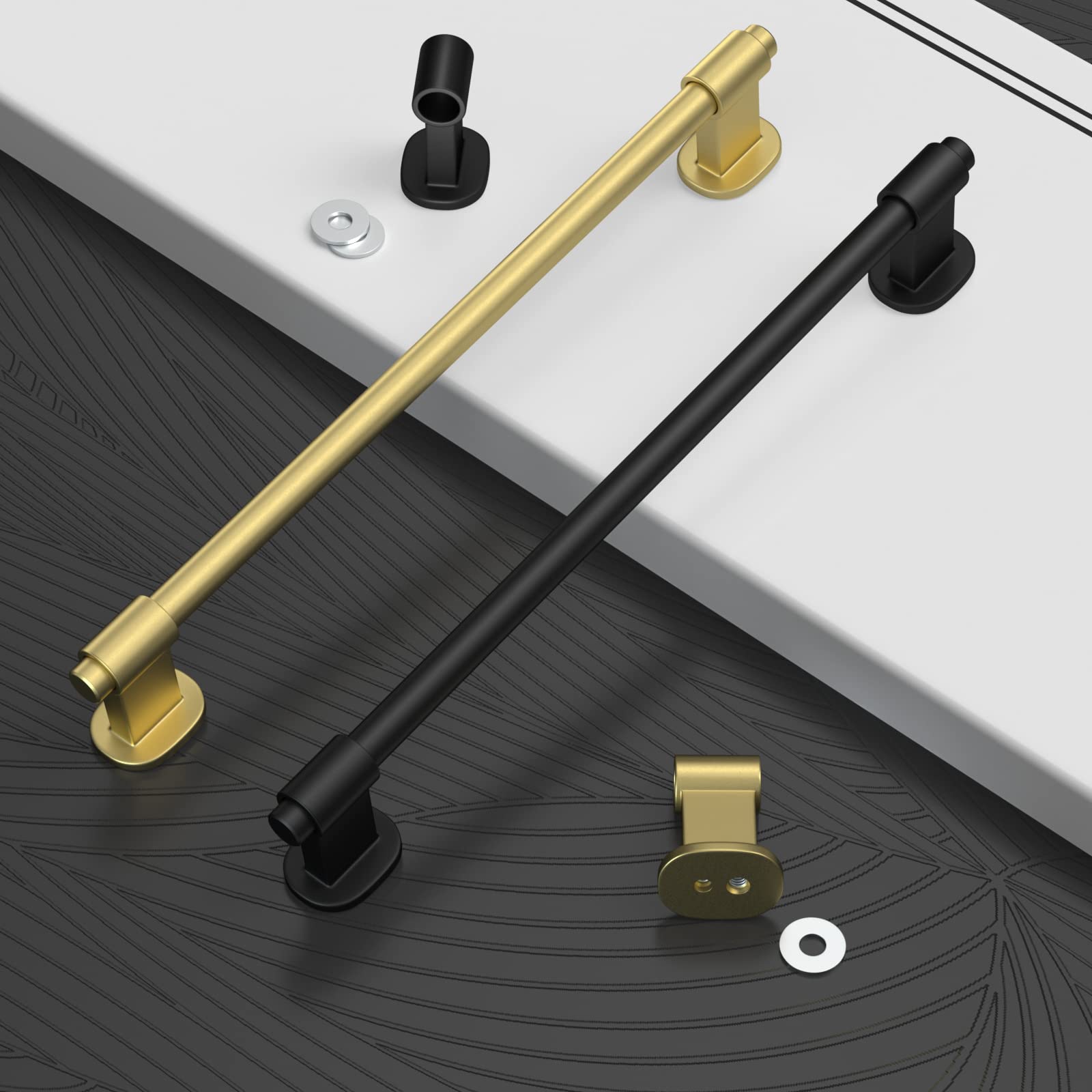homdiy 10 Pack Adjustable Black Cabinet Pulls 1-3/8" to 6-5/16"(35-160mm) Adjustable Hole Distance Drawer Pulls
