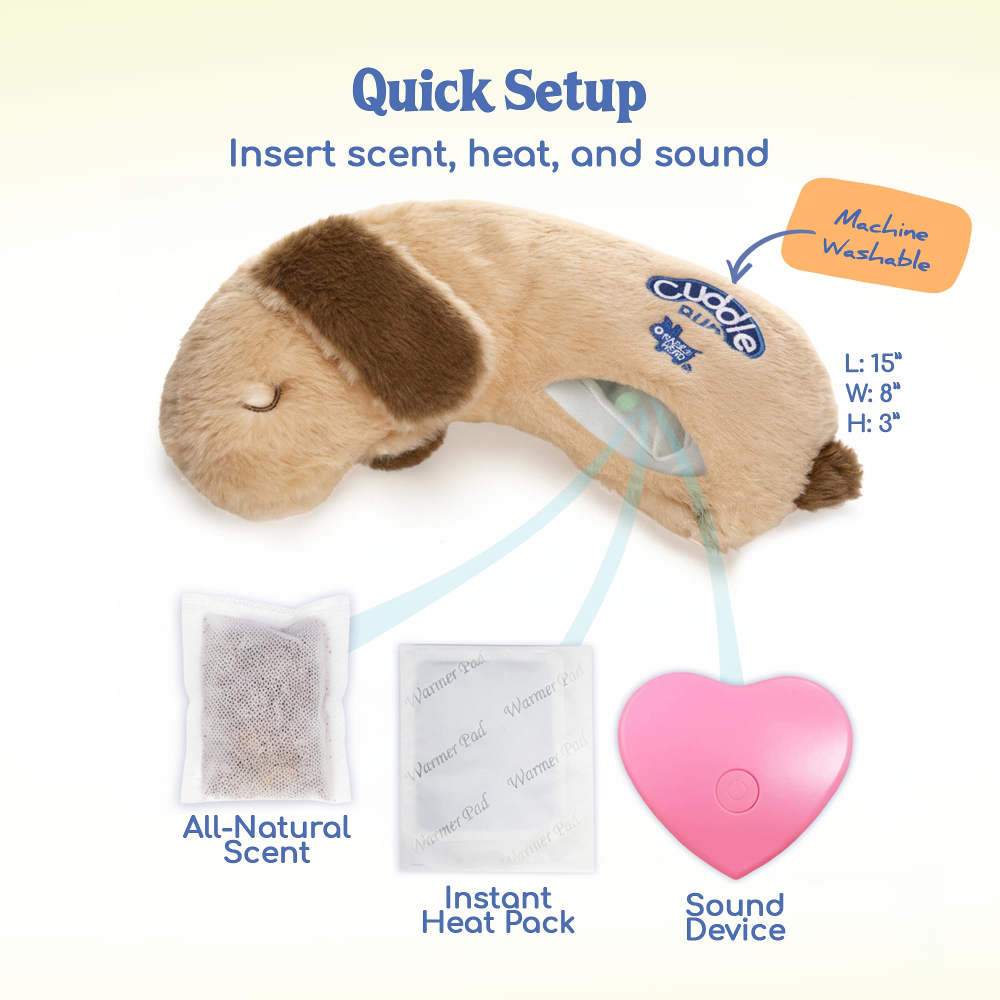 Race&Herd CuddleBun - Juguete para cachorros con latido del corazón, juguete para perros con latido del corazón, juguete imprescindible para separación, alivio de la ansiedad de mascotas, ayuda