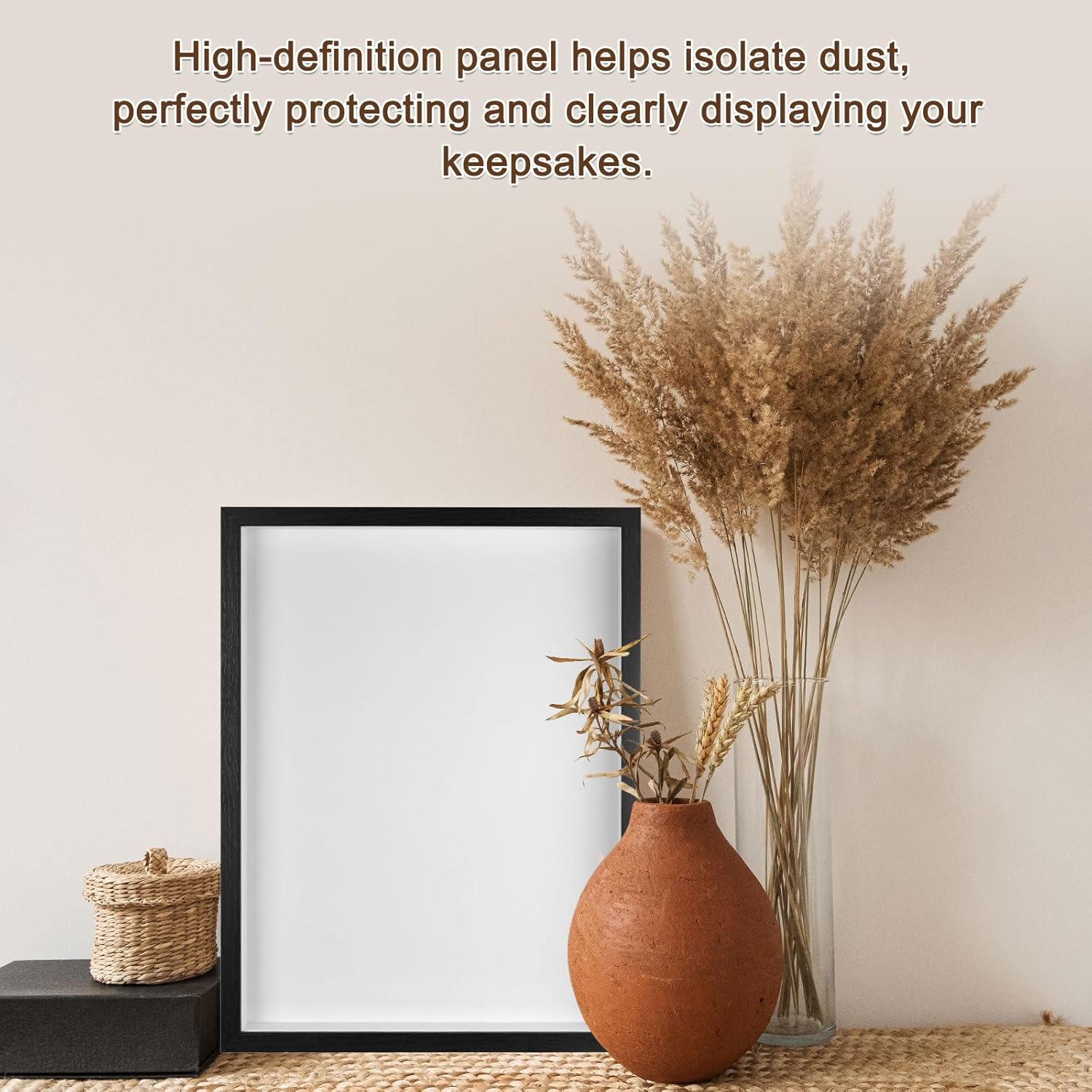 Shadow Box Frame (13 x 17 Inch, Brown) - Wooden Dried Flower Photo Frame, Memory Box Display Case with Felt Back, Apply to Flower/Tickets/Photos/Memorabilia DIY