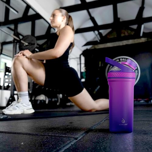 Miniatura 8 de Ideus Botella mezcladora de proteínas de 24 onzas (24.0 fl oz), botella agitadora de acero inoxidable aislada con bola de Tritan silenciosa, vasos