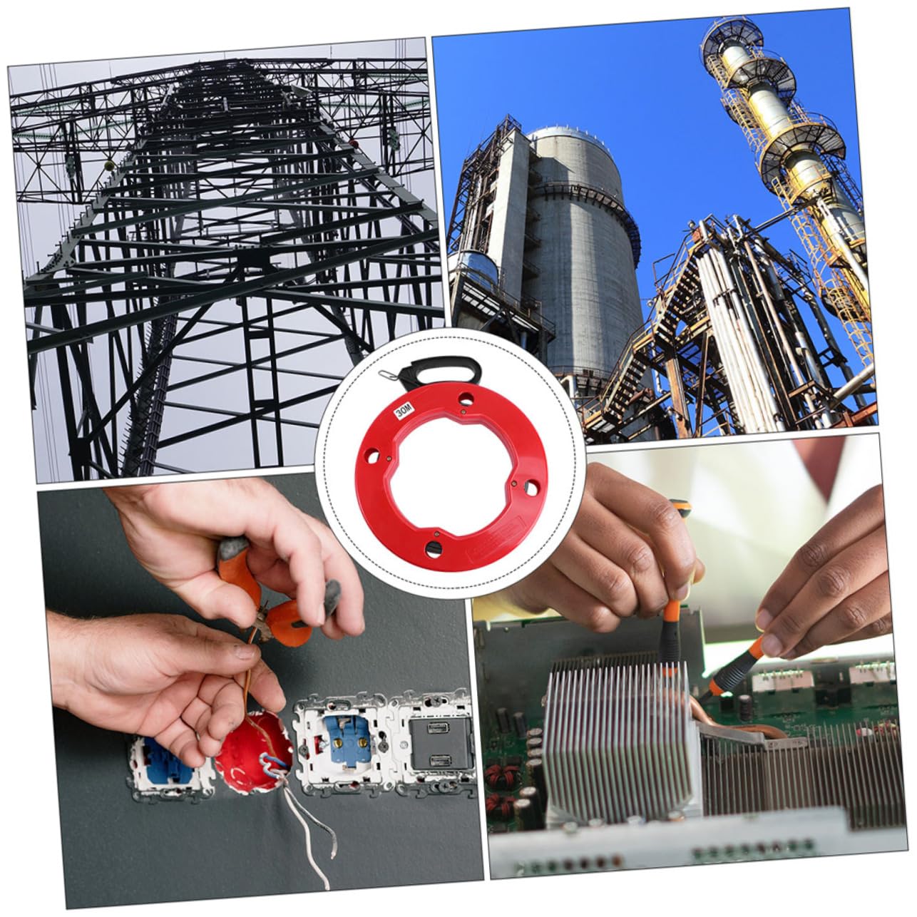 Lurrose Roter Kabelzieher mit Einziehbanddraht aus Stahl und Abs für Elektrische Installationen Einfache Bedienung für Elektrische Leitungen