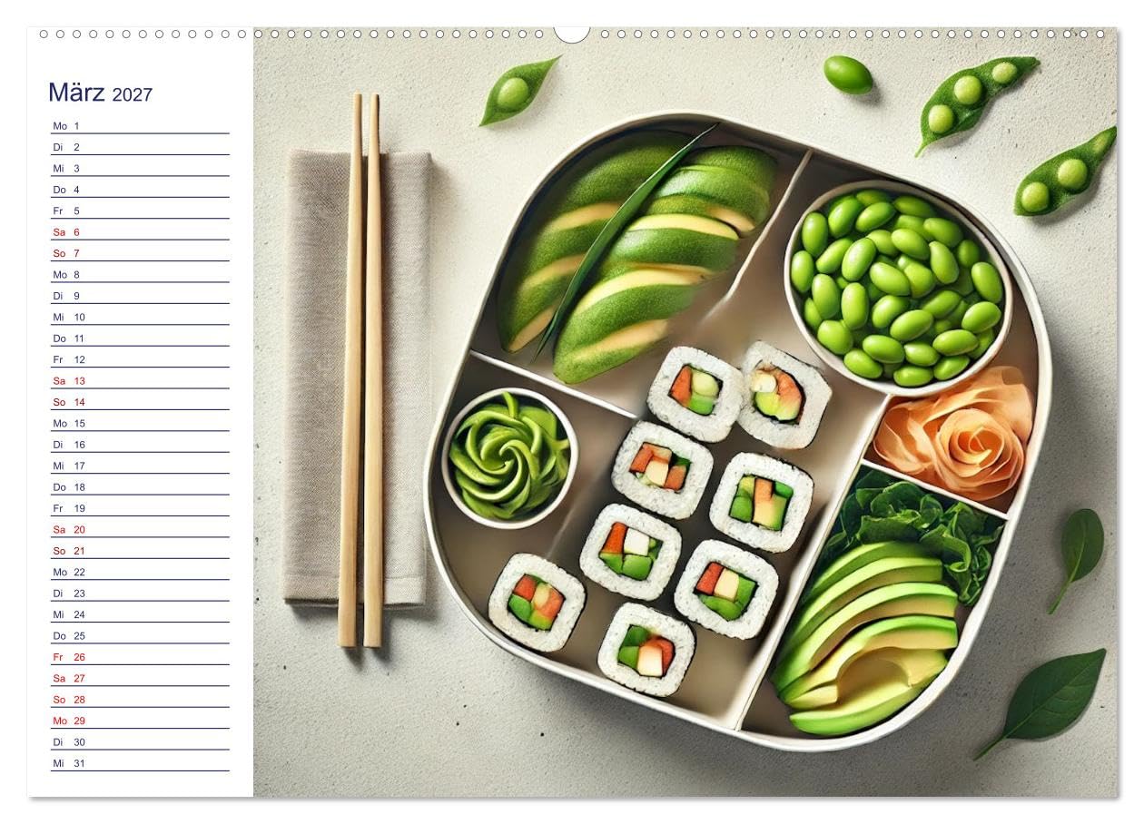CALVENDO - Lunchpaket Love - Einfach, lecker, gesund (Wandkalender 2027 DIN A2 quer), Monatskalender: Ein Essenskalender speziell für das Büro