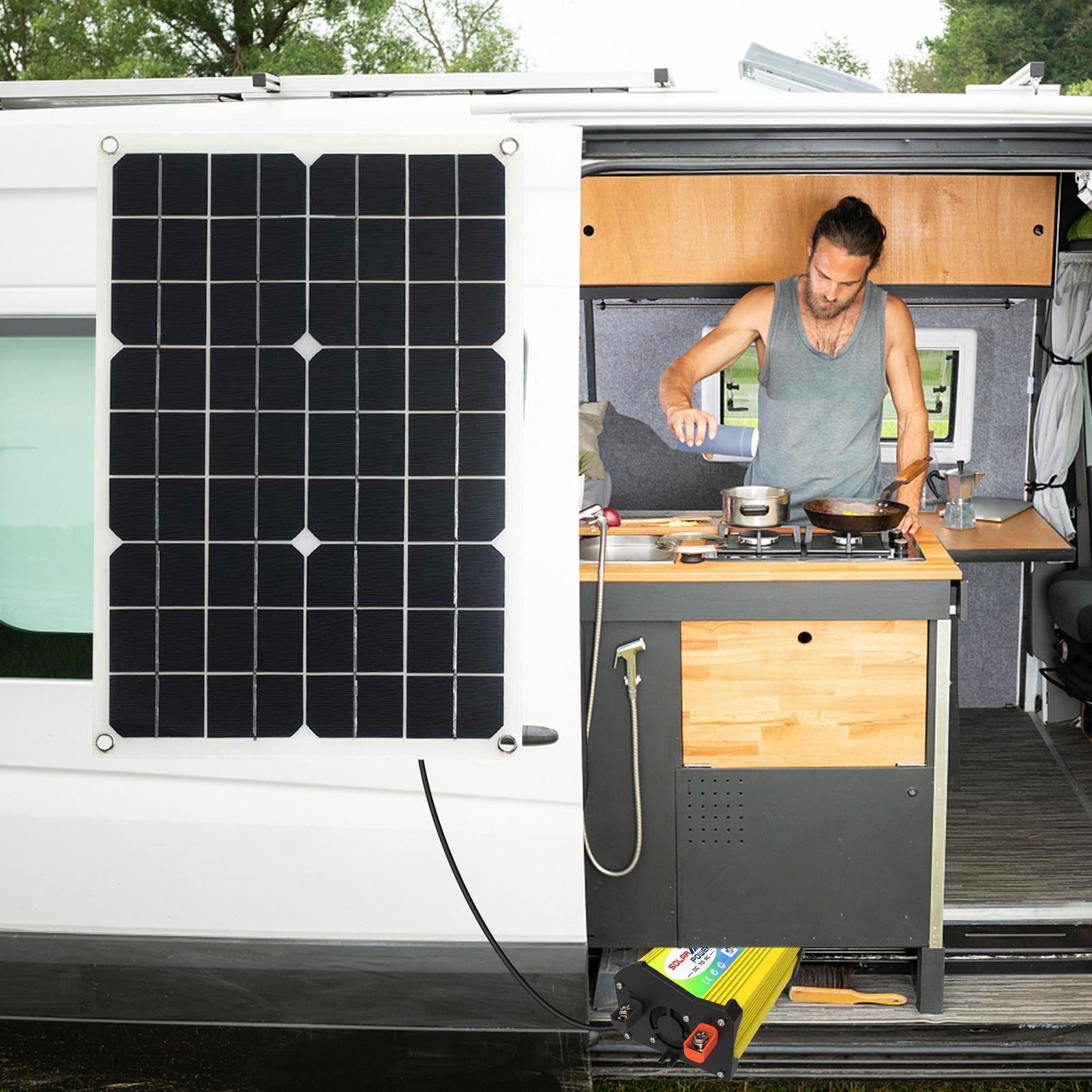 Kit di pannelli per - Controller e inverter del pannello solare | kit completo di energia solare per la casa, inverter solare da 3000 W, porte USB doppie di ricarica