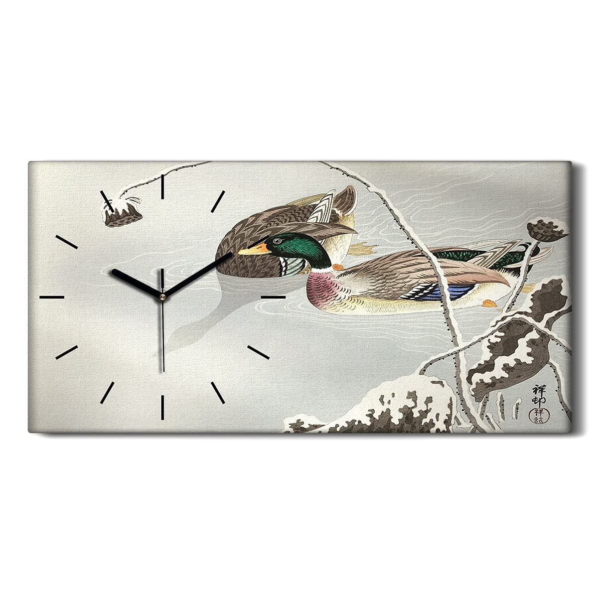 Horloge silencieuse ne pas tic tac 60x30cm art mural oiseaux