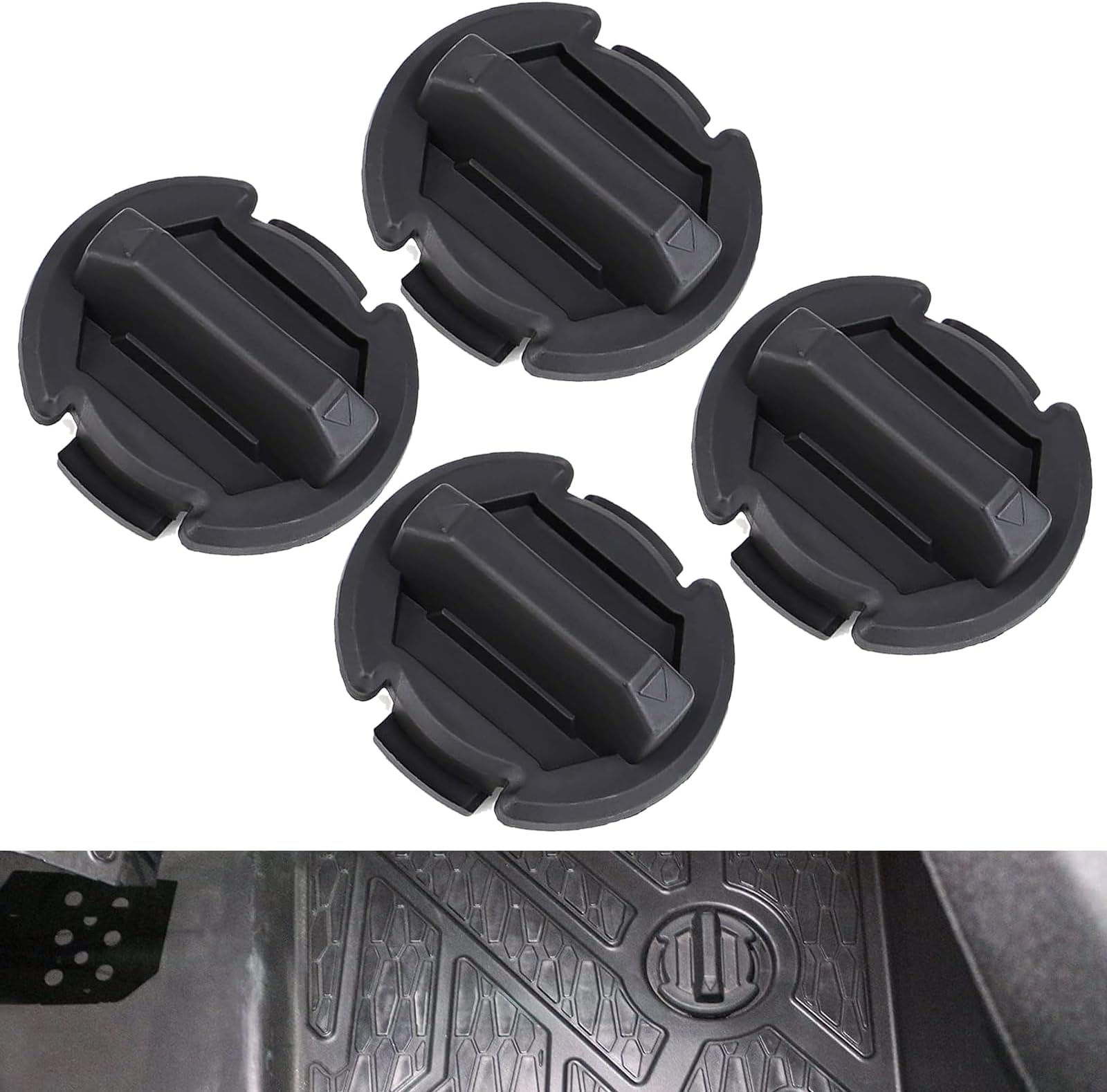 4 PCS Floor Drain Plug, Water-Proof Twist Drain Plug, Replace OEM Number# 8414694 5414694, Compatible with Polaris RZR XP 1000 RZR 900/S (Black)