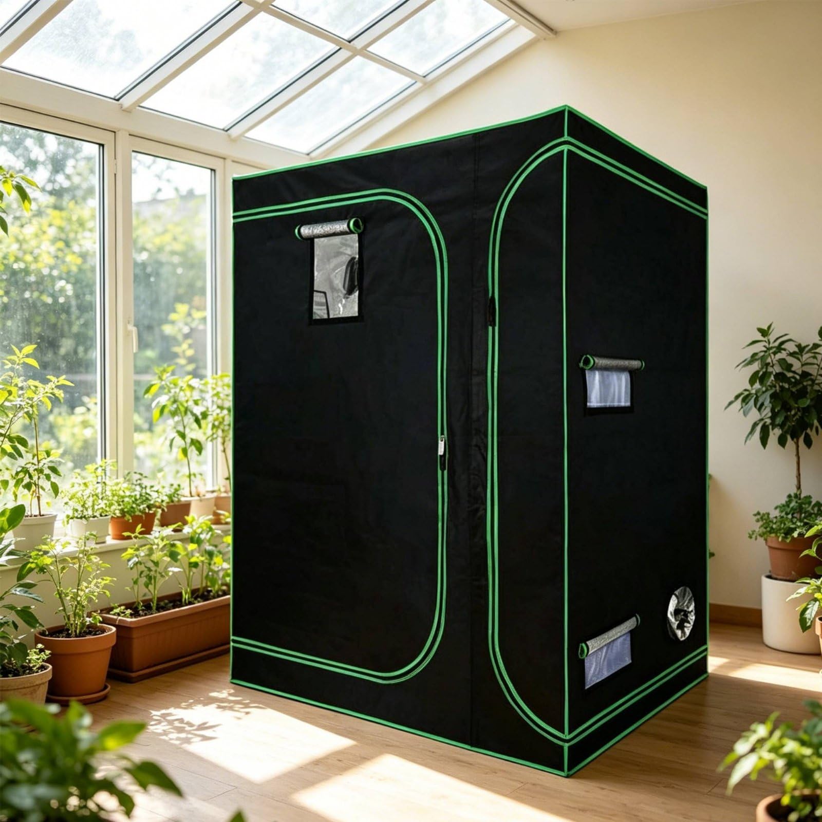 Tienda de cultivo para interiores, lona 600D, doble cámara, resistente a la luz, invernadero para sótano y garaje, 120 x 90 x 180 cm, adecuado para diversas necesidades de jardinería interior