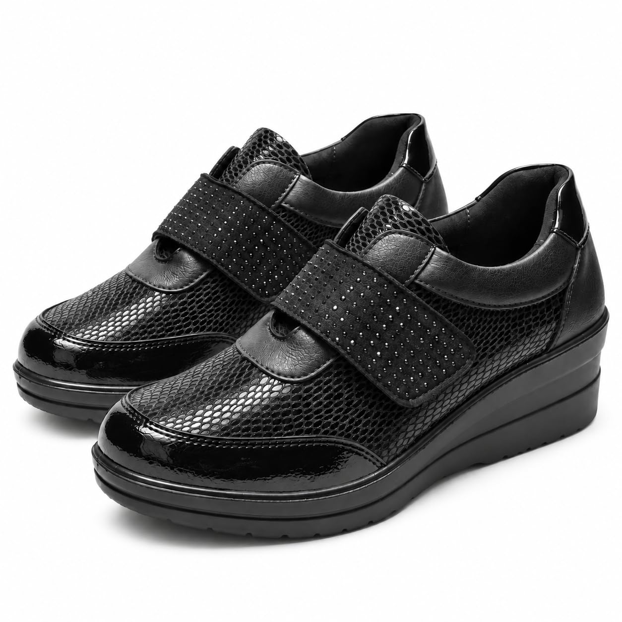 CLEIKS Mocassino Donna Elegante Scarpe con Zeppa da Donna Scarpe con Strappo Casual Design con Strass CWCL265158 IT