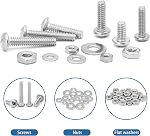 700Pcs Nuts and Bolts Assortment Kit, SATANTECH 4-40#6-32#8-32#10-24 Phillips Pan Head Assortment Stainless Steel Bolts Nuts Flat Washers Nuts Bolts with Case