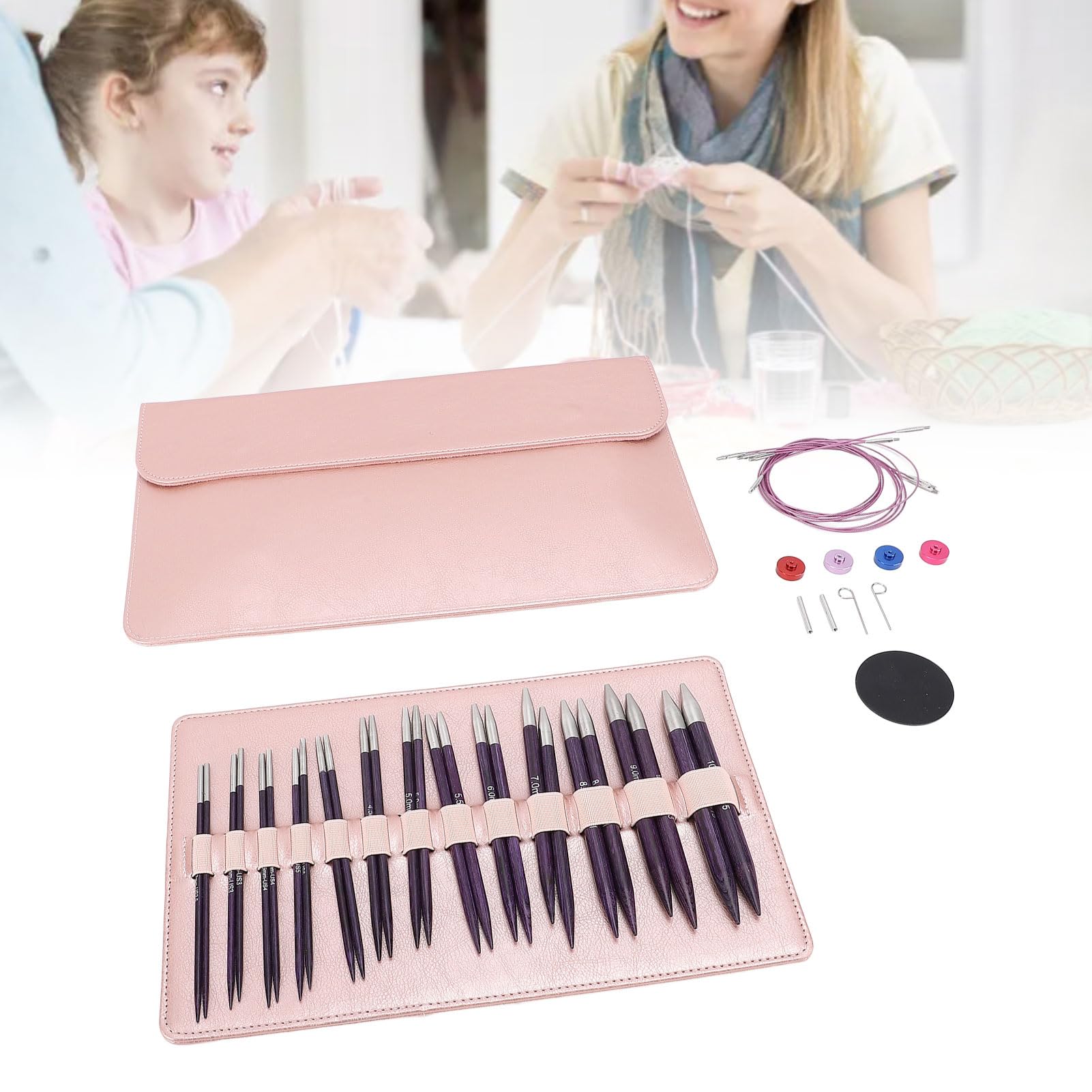 Rundstricknadel-Set, abnehmbare Nadeln für den Heimgebrauch, 13 Paar Kabel, 3,0–10,0 mm, 13 cm Länge